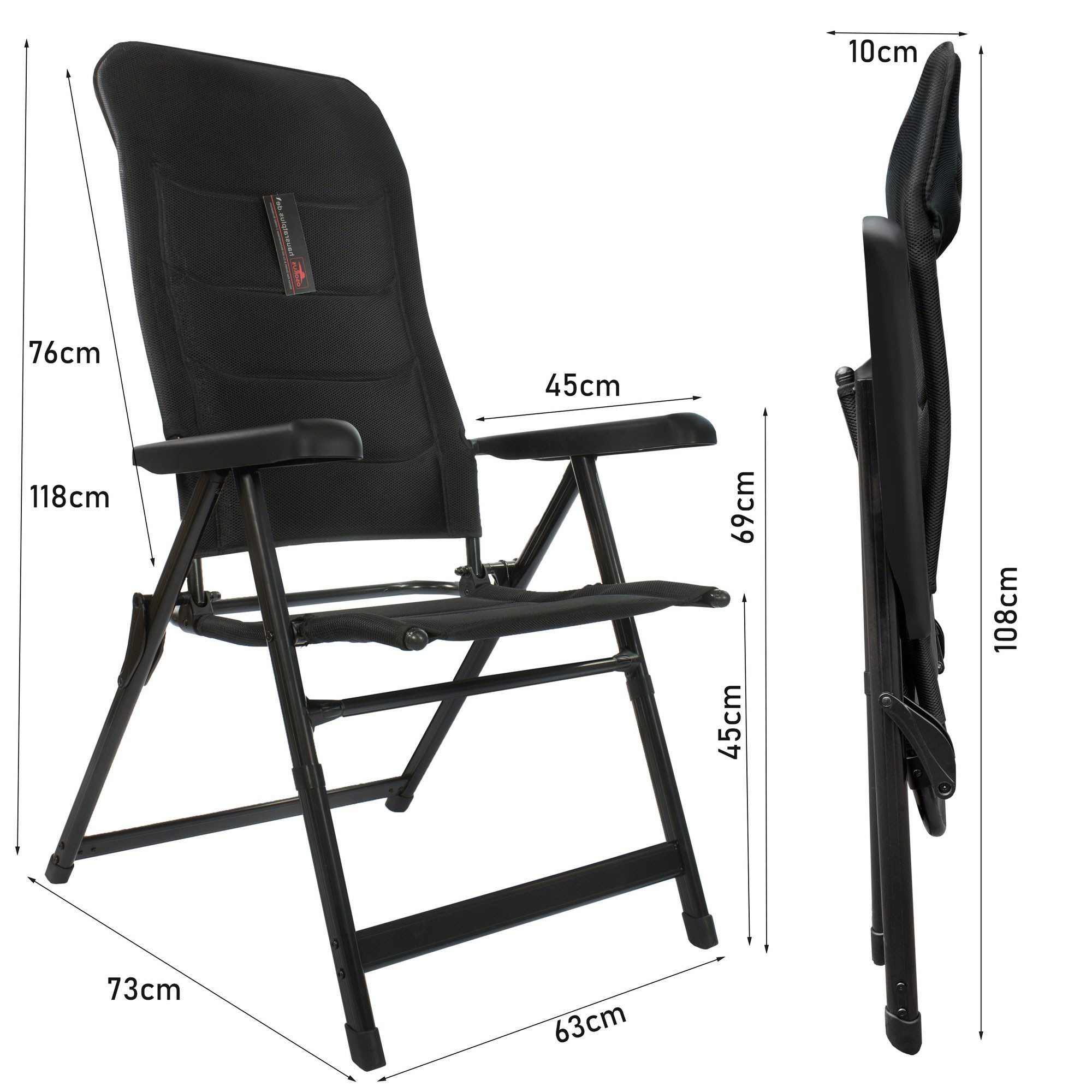 osoltus Campingstuhl osoltus Alu Camping Klappsessel Hochlehner 3D Soft Touch Black Magic