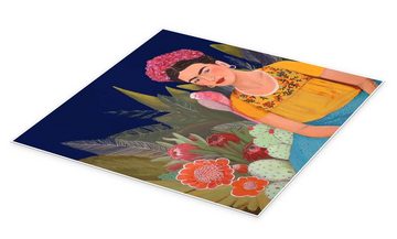 Posterlounge Poster Sylvie Demers, Frida Kahlo im blauen Haus II, Wohnzimmer Orientalisches Flair Malerei