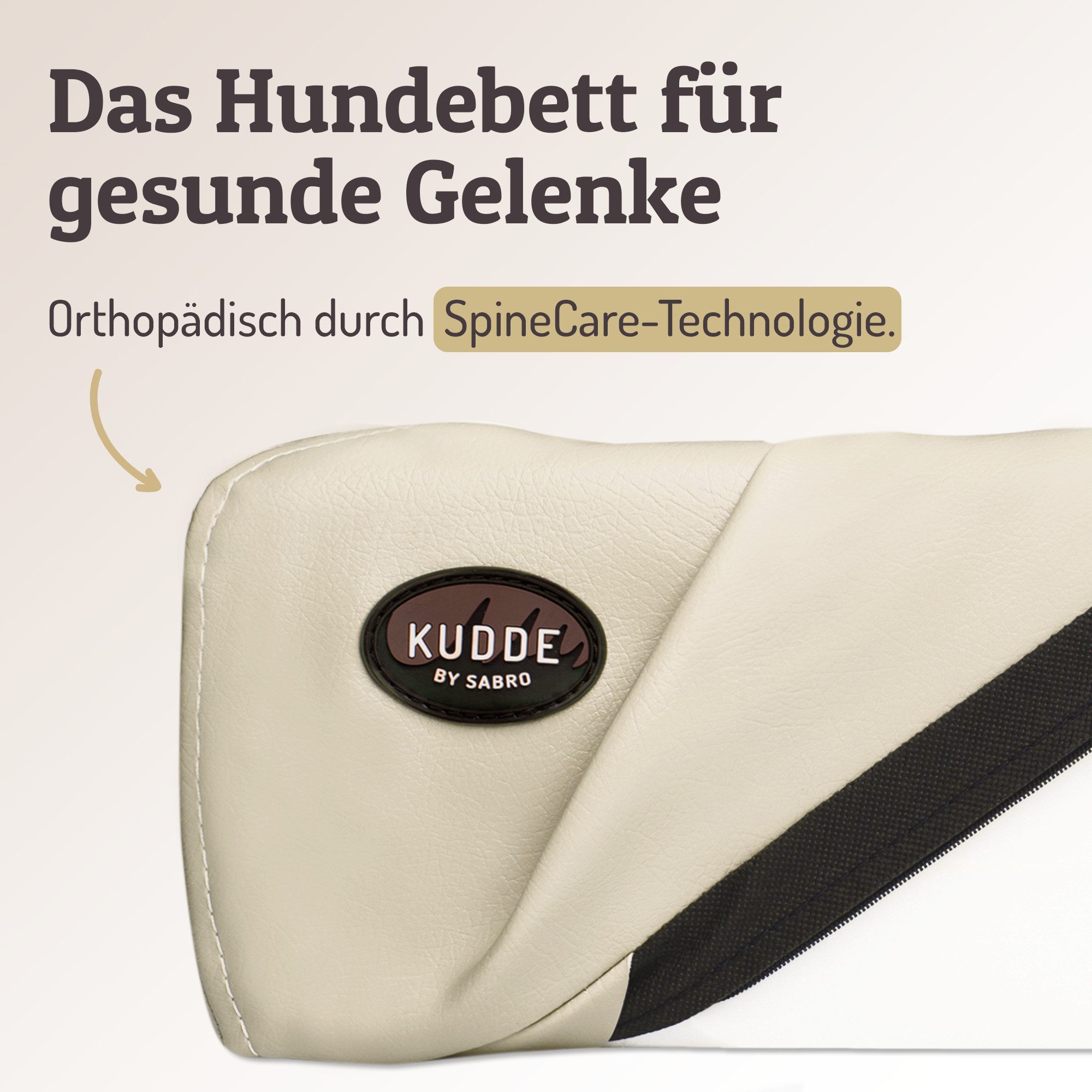 SABRO Hundekorb KUDDE Orthopädisch - Waschbar & Wasserabweisend - Ergonomisch aus, Kunstleder, Premium Hundebett mit wechselbarem Bezug für jede Hundegröße