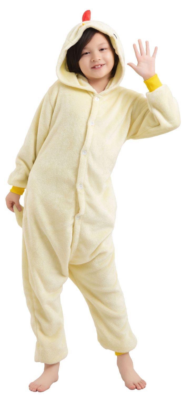 Corimori Jumpsuit Kinder Kostüm Jumpsuit Onesie verschiedene Designs (1-tlg) Fasching, Karneval, Tierkostüme Küken, Huhn 128-134