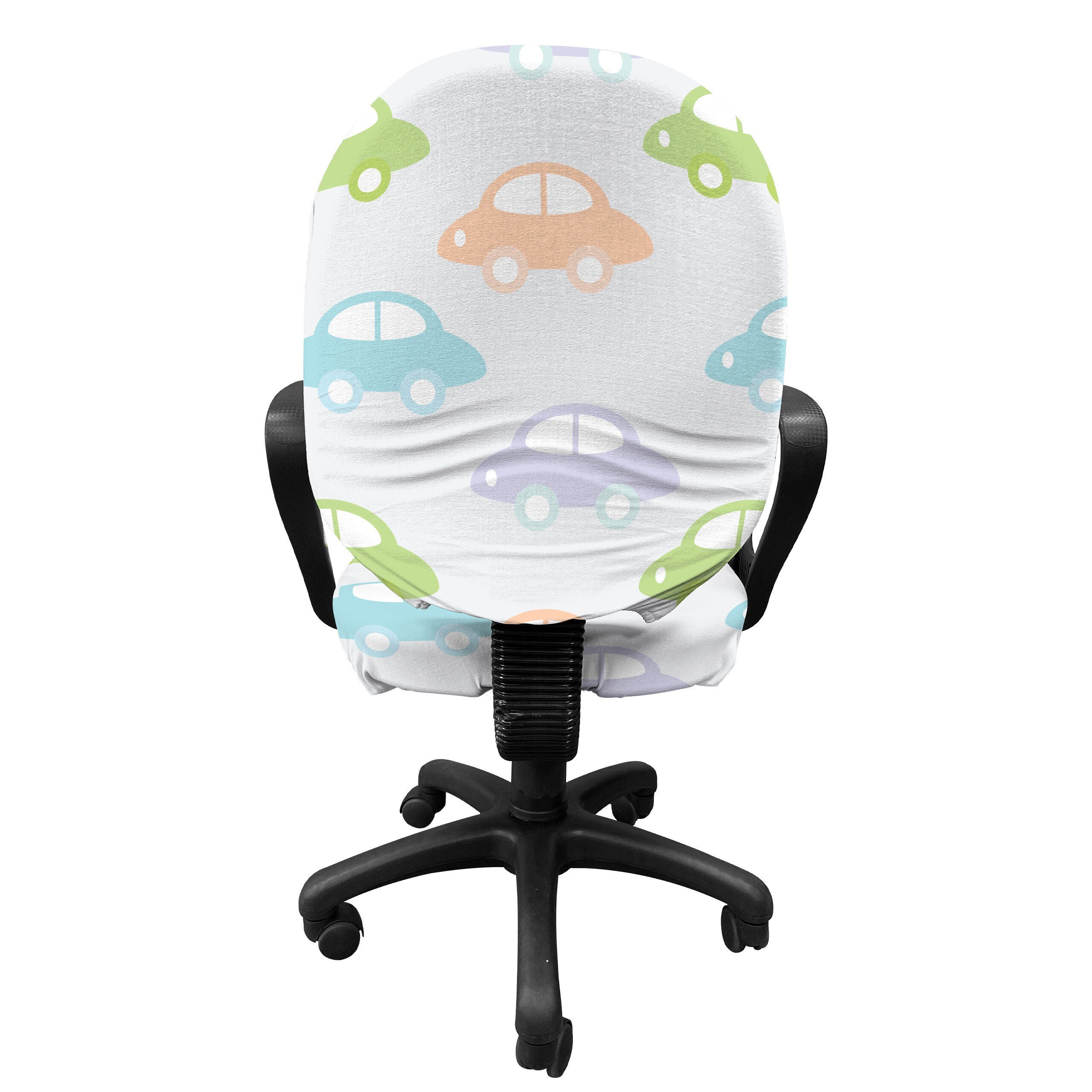 Pastell Auto Bürostuhlhusse aus Stretchgewebe, Schutzhülle Cars Abakuhaus, dekorative Pattern
