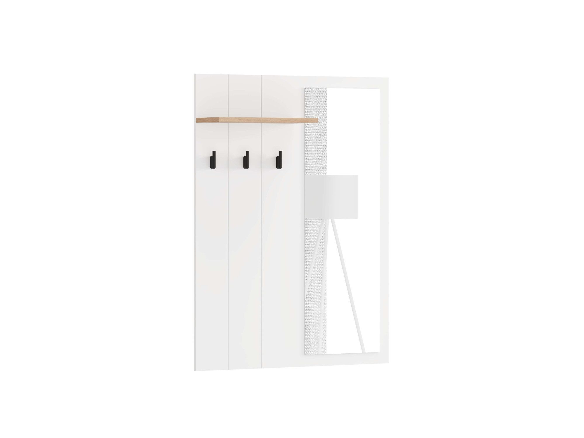 Home affaire Garderobenpaneel Bedford, Wandregal Wandpaneel, Wandgarderobe praktisch & stillvoll, mit 3 Kleiderhaken, Spiegel und Ablage für Accessoires, Breite 76,5 cm