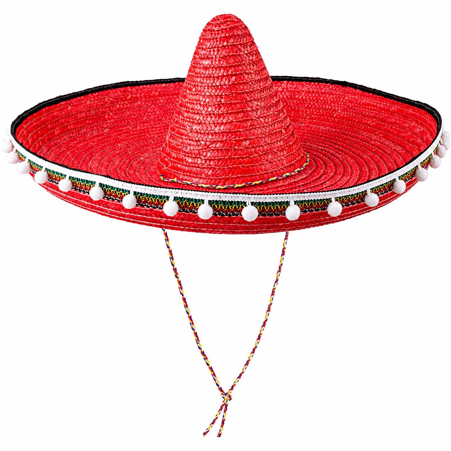 Funny Fashion Strohhut Mexiko Sombrero mit Troddeln - Ø 60 cm