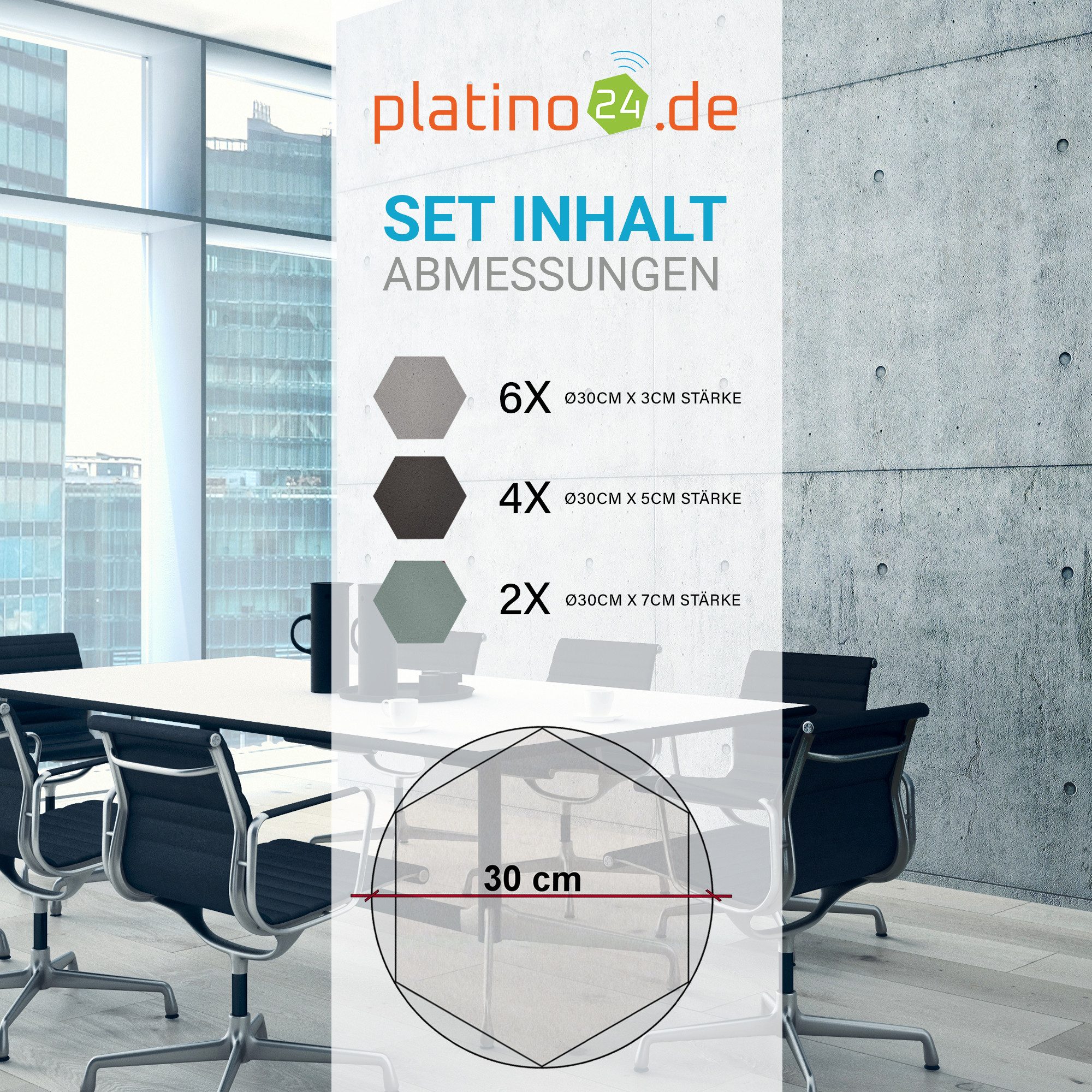 platino24 Akustikplatte platino24 Akustikpaneele 12 Elemente Edition LOFT 3D I Ø 300mm