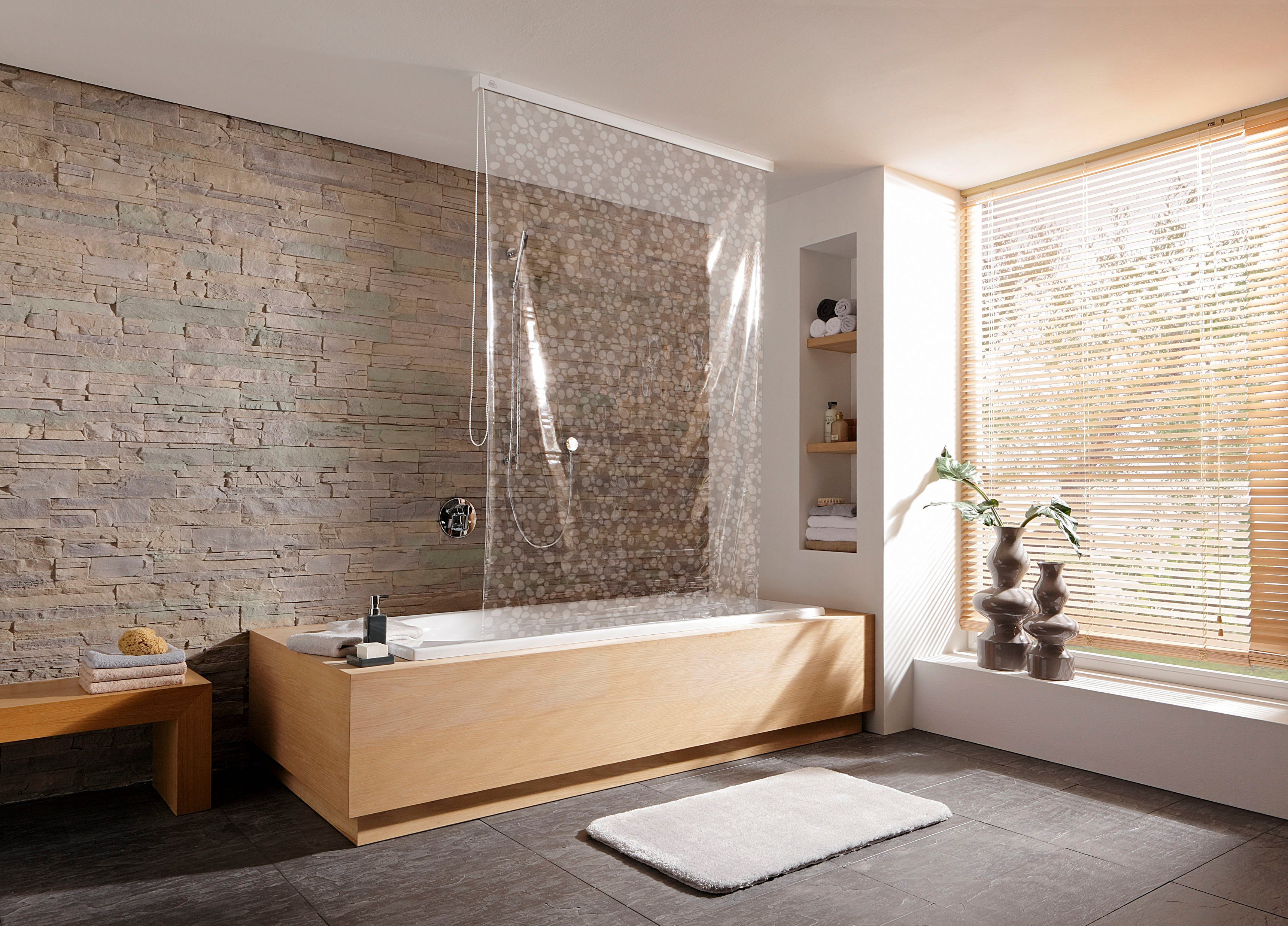 Kleine Wolke Duschrollo Duschrollo Clear Breite 128 cm, mit Perlketten-Seit günstig online kaufen