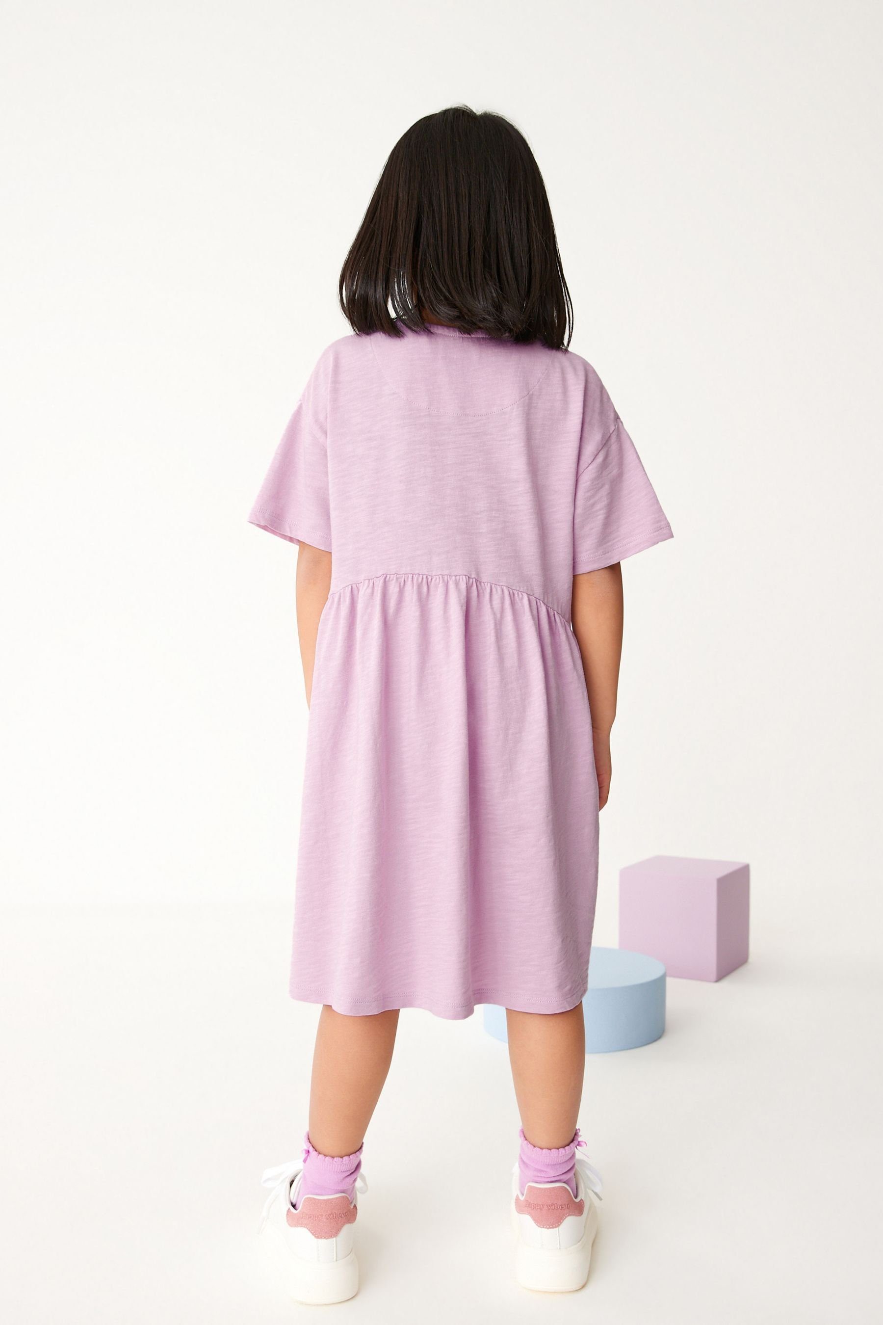 Next Jerseykleid Kurzärmliges Sequin Purple Lilac Heart (1-tlg) Jersey-Kleid