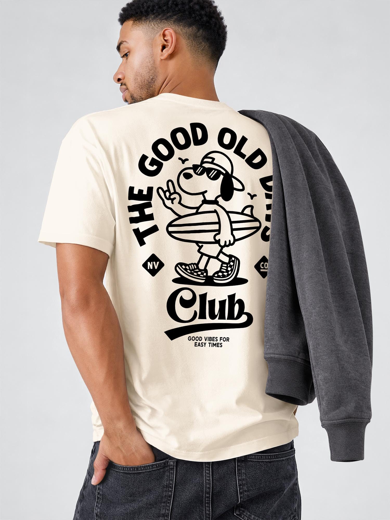 Neverless Oversize-Shirt Herren T-Shirt - Good old Days - Relaxed Fit Sommer Fashion mit Print – Bild 5 von 5