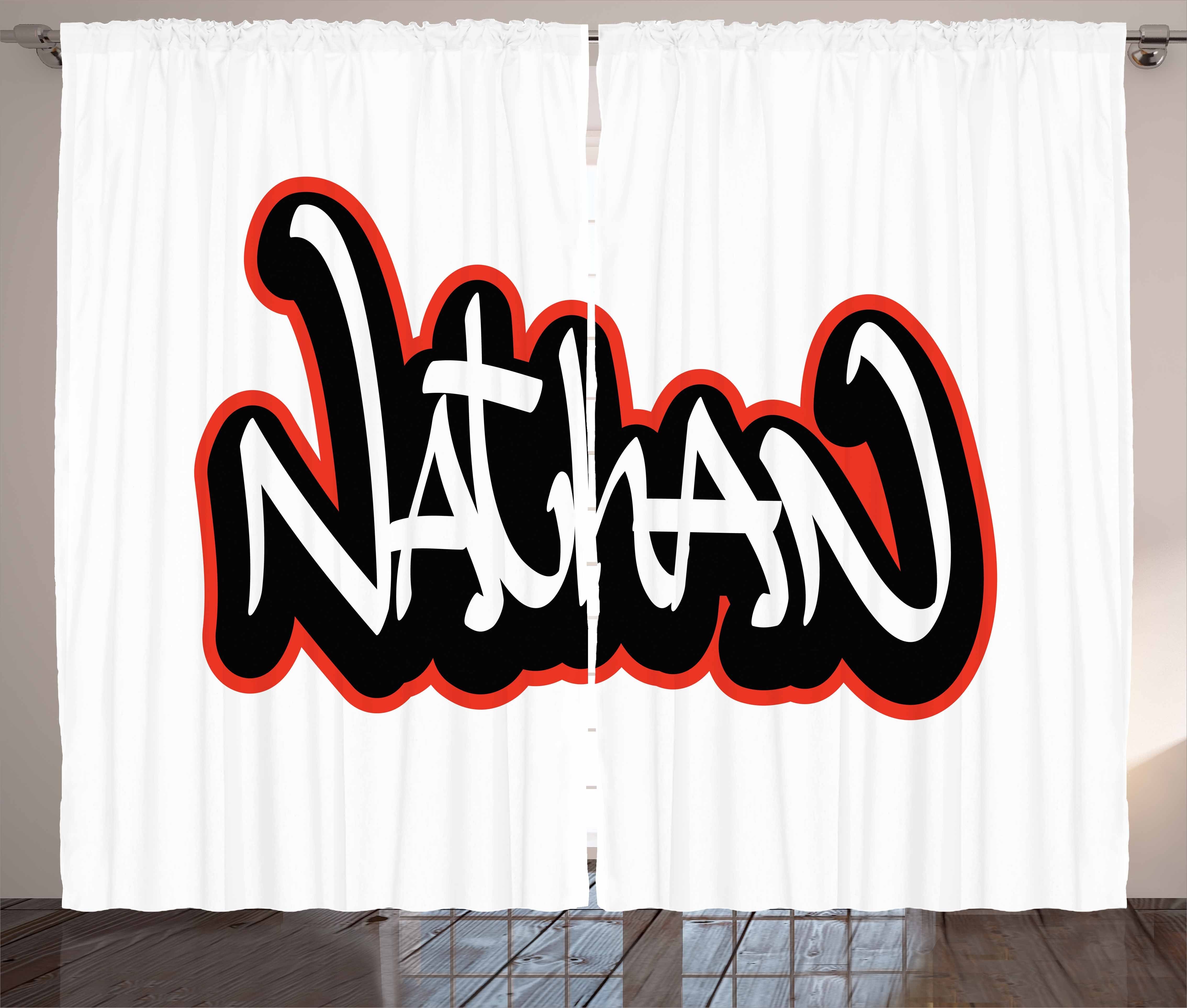 Gardine Schlafzimmer Kräuselband Vorhang Nathan Graffito Schlaufen Name Boys Kunst Abakuhaus, mit Haken, und