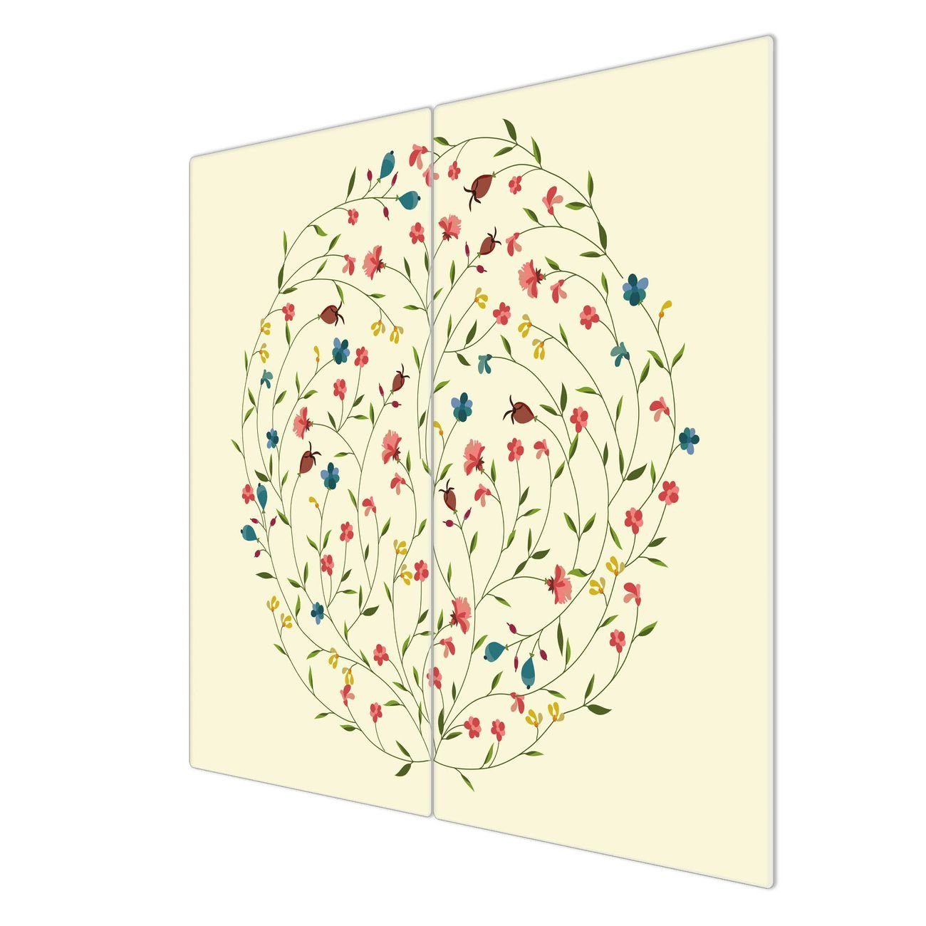 Glas Gummifüßchen) Herd-Abdeckplatte (gehärtet, selbstklebende Blumenreigen, inkl. tlg., banjado 2