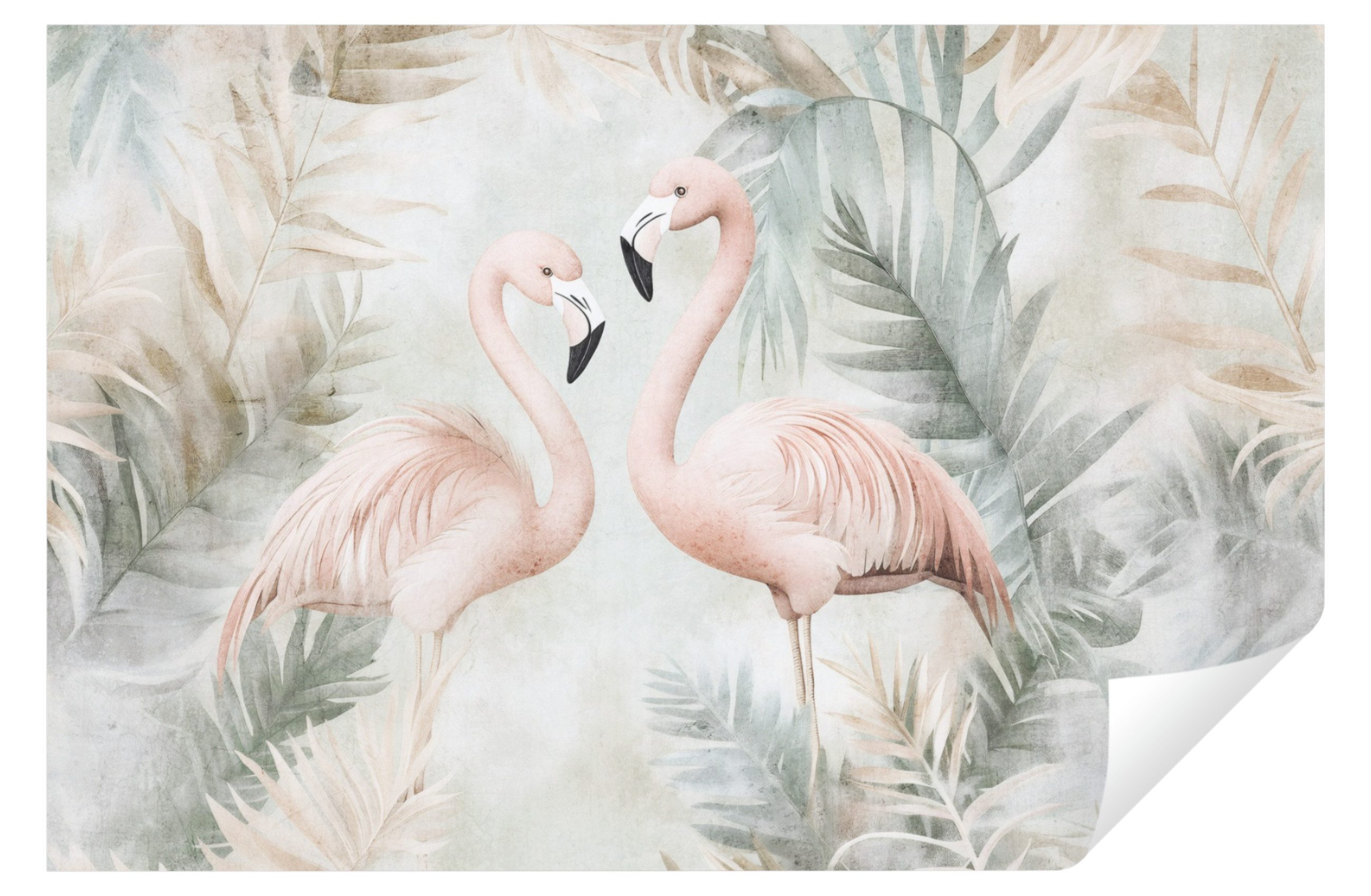 Wallarena Fototapete Flamingos Blätter Vlies Tapete Wohnzimmer Schlafzimmer günstig online kaufen
