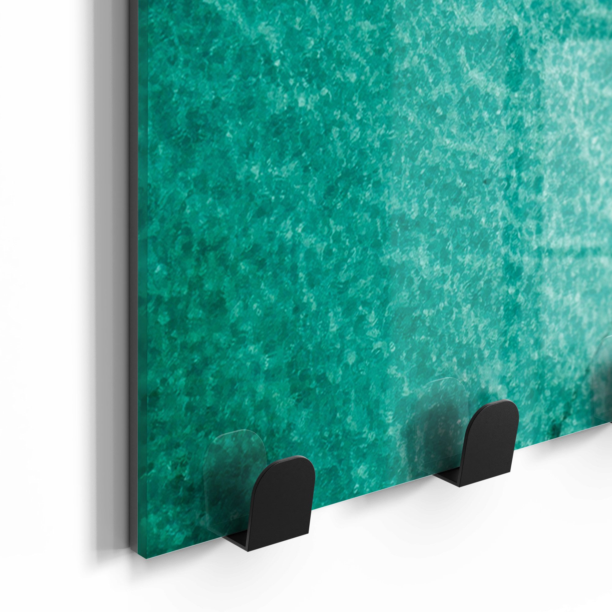 DEQORI Kleiderhaken 'Türkise Stille', Glas Garderobe Paneel magnetisch beschreibbar