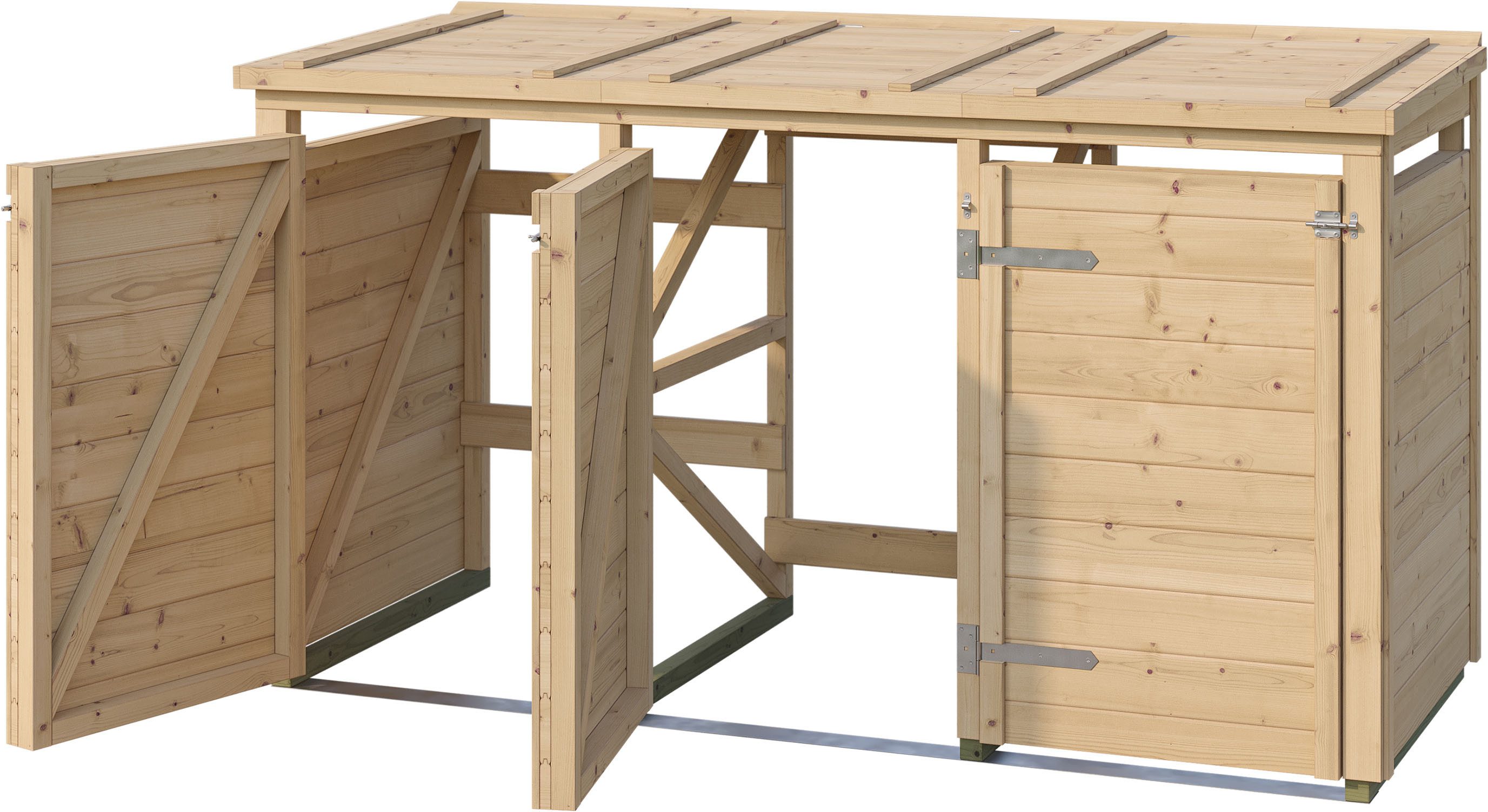 weka Mülltonnenbox Killarney, Metall pulverbeschichtet, für 3 Mülltonnen, BxTxH: 230x92x127 cm