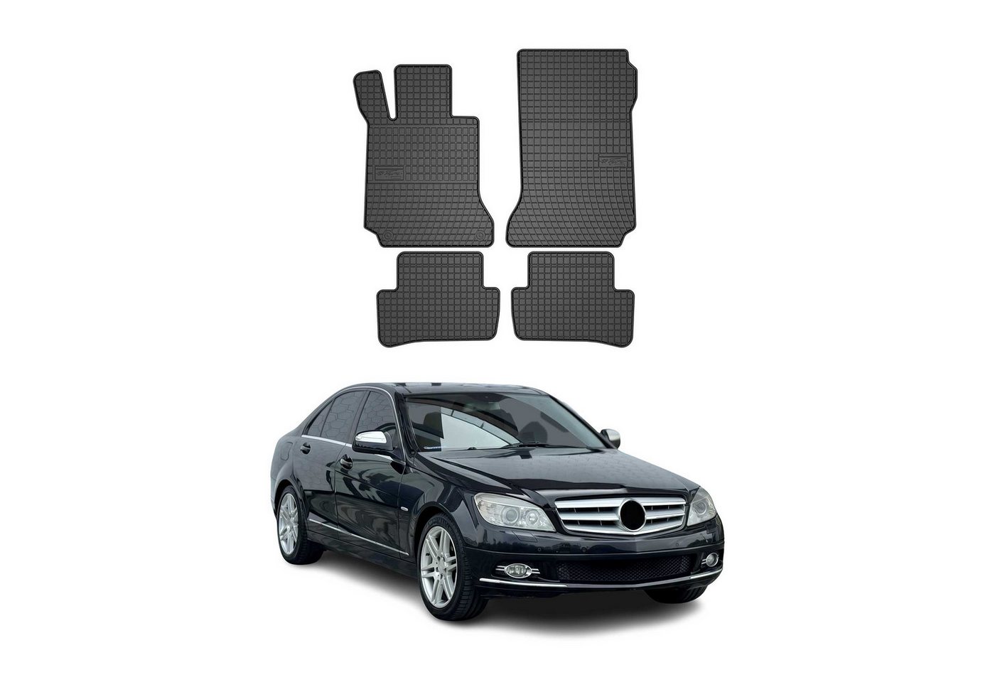 OMAC Auto-Fußmatten für Mercedes C Klasse W204 2007-2014 Schwarz 4 tlg (4 St), für Mercedes C Klasse W204 2007-2014 Mercedes C Klasse W204 2007-2014, Antirutsch,Wasserfest,Einfache Installation
