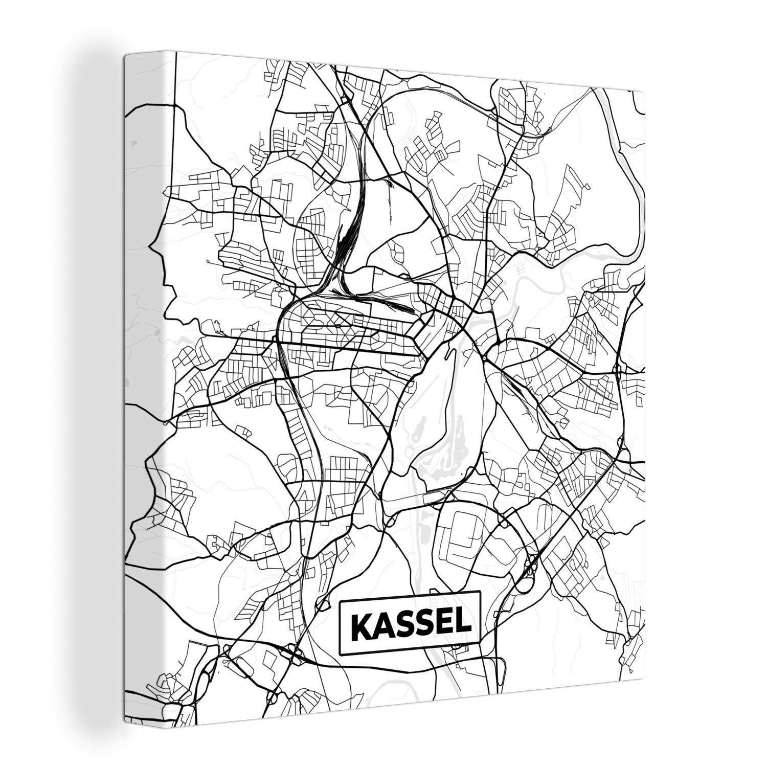Leinwand - OneMillionCanvasses® Kassel Stadtplan, Bilder Wohnzimmer für Karte St), Schlafzimmer (1 Leinwandbild -