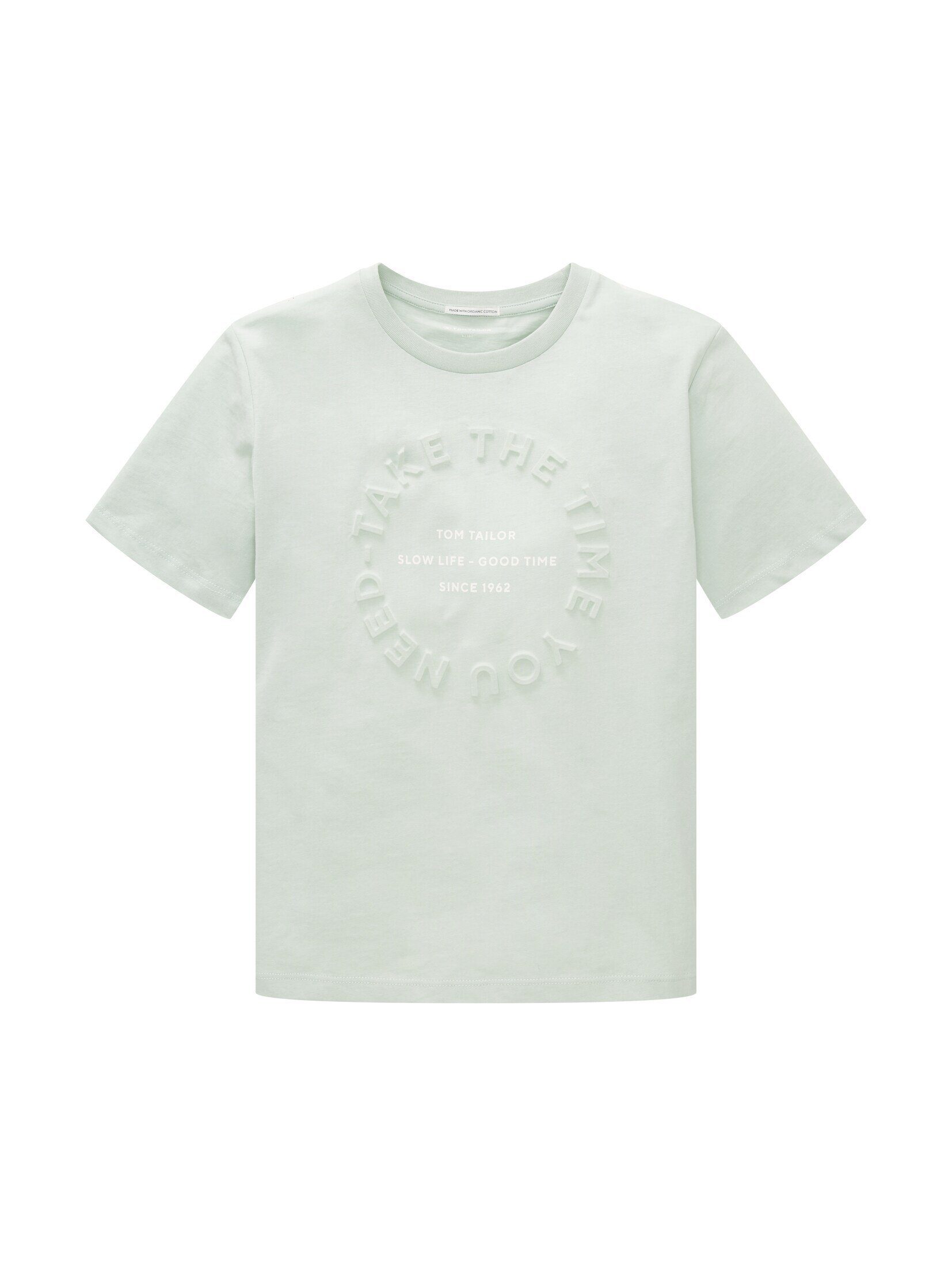 TOM TAILOR T-Shirt T-Shirt mit Text-Prägung Vintage Mint
