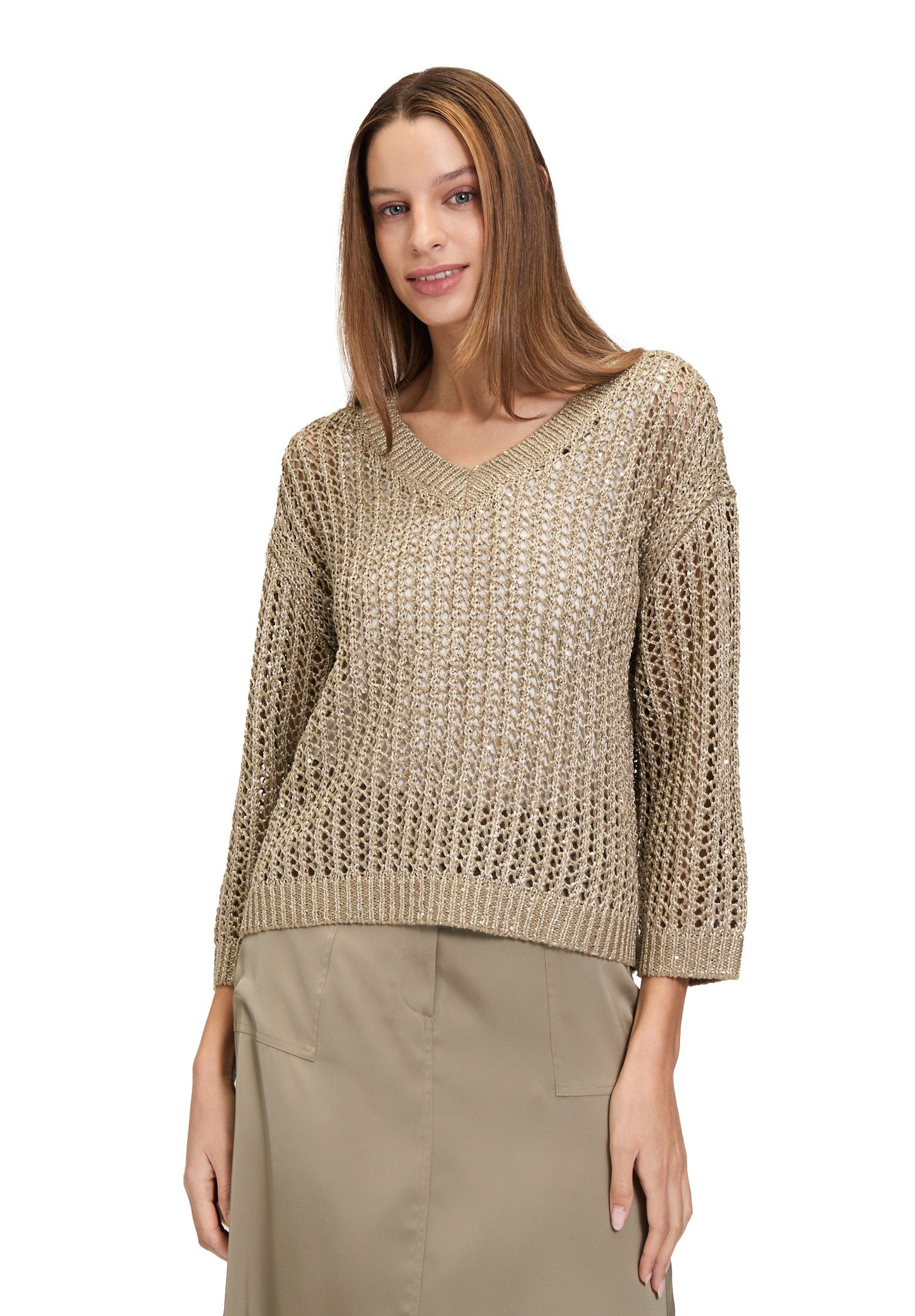 Strickpullover Betty Barclay Lochstrick-Pullover mit Pailletten