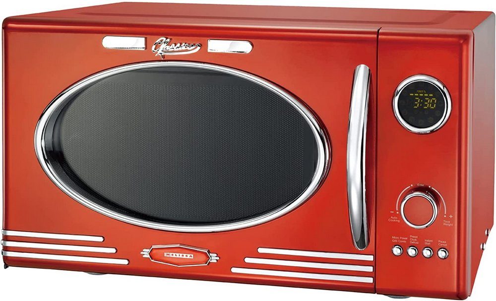 MELISSA Mikrowelle Classico Retro Design Microwelle Microwave, Mikrowelle, Grill, Kombistufe: Mikrowelle + Grill, 23,00 l, Grill, inklusive Grillrost, mit Uhr, 12 automatische Garprogramme