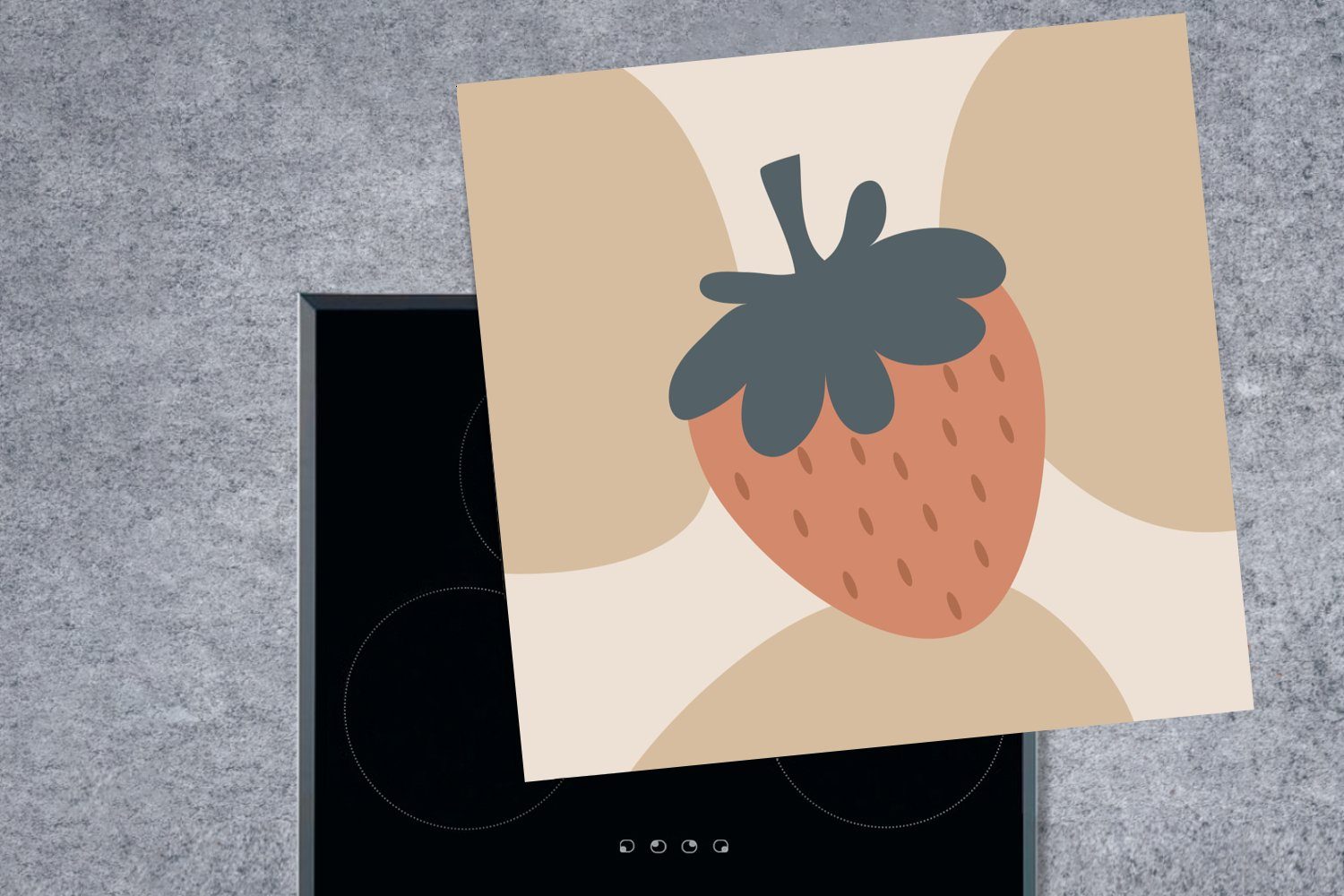 cm, Obst - Arbeitsplatte - (1 Herdblende-/Abdeckplatte küche Pastell Ceranfeldabdeckung, tlg), Sommer, für MuchoWow - 78x78 Erdbeere Vinyl,