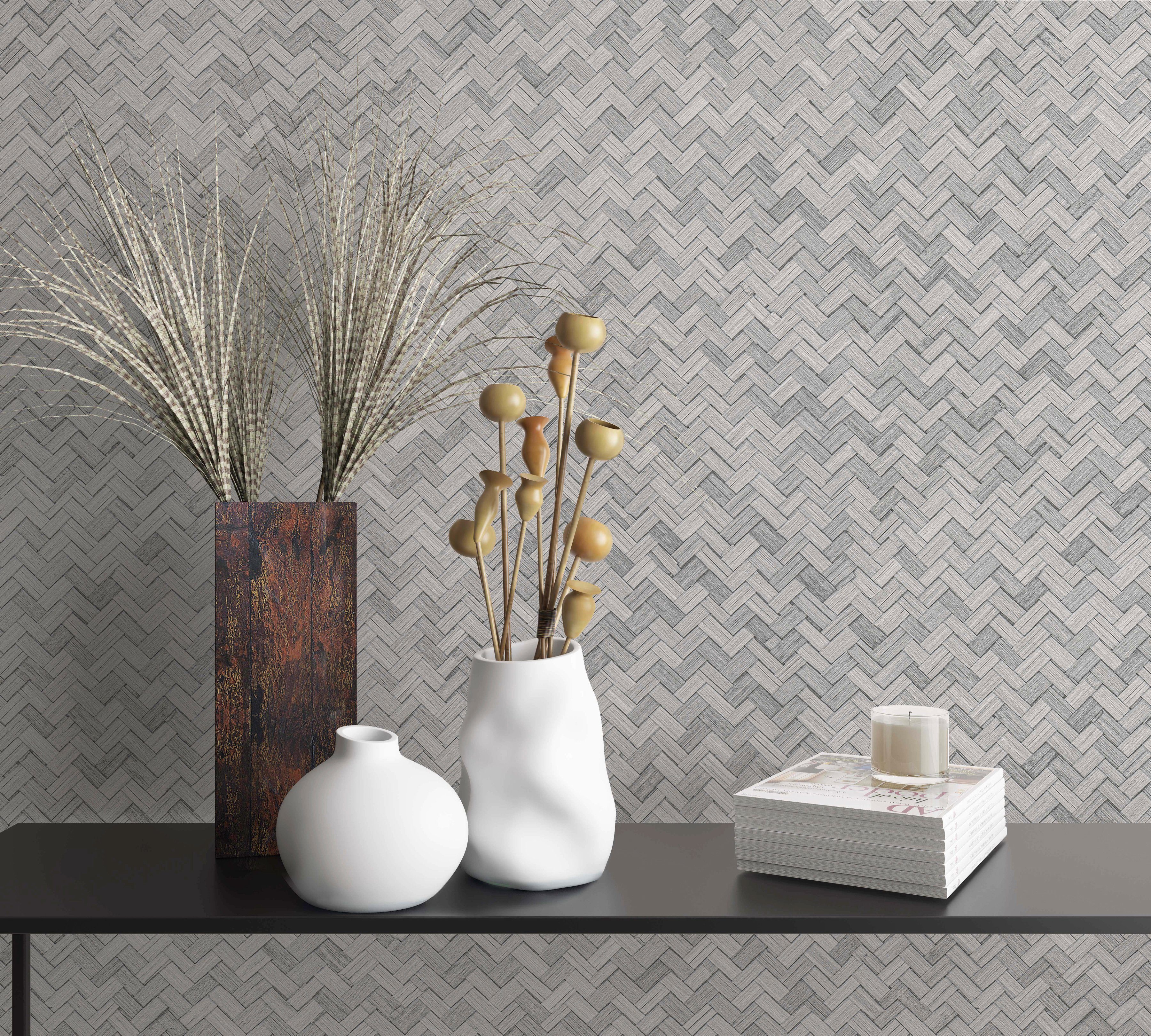 Marburg Vliestapete, 3D-Optik, Fischgratmuster, matt, (1 St), moderne Tapete für Wohnzimmer Schlafzimmer Küche