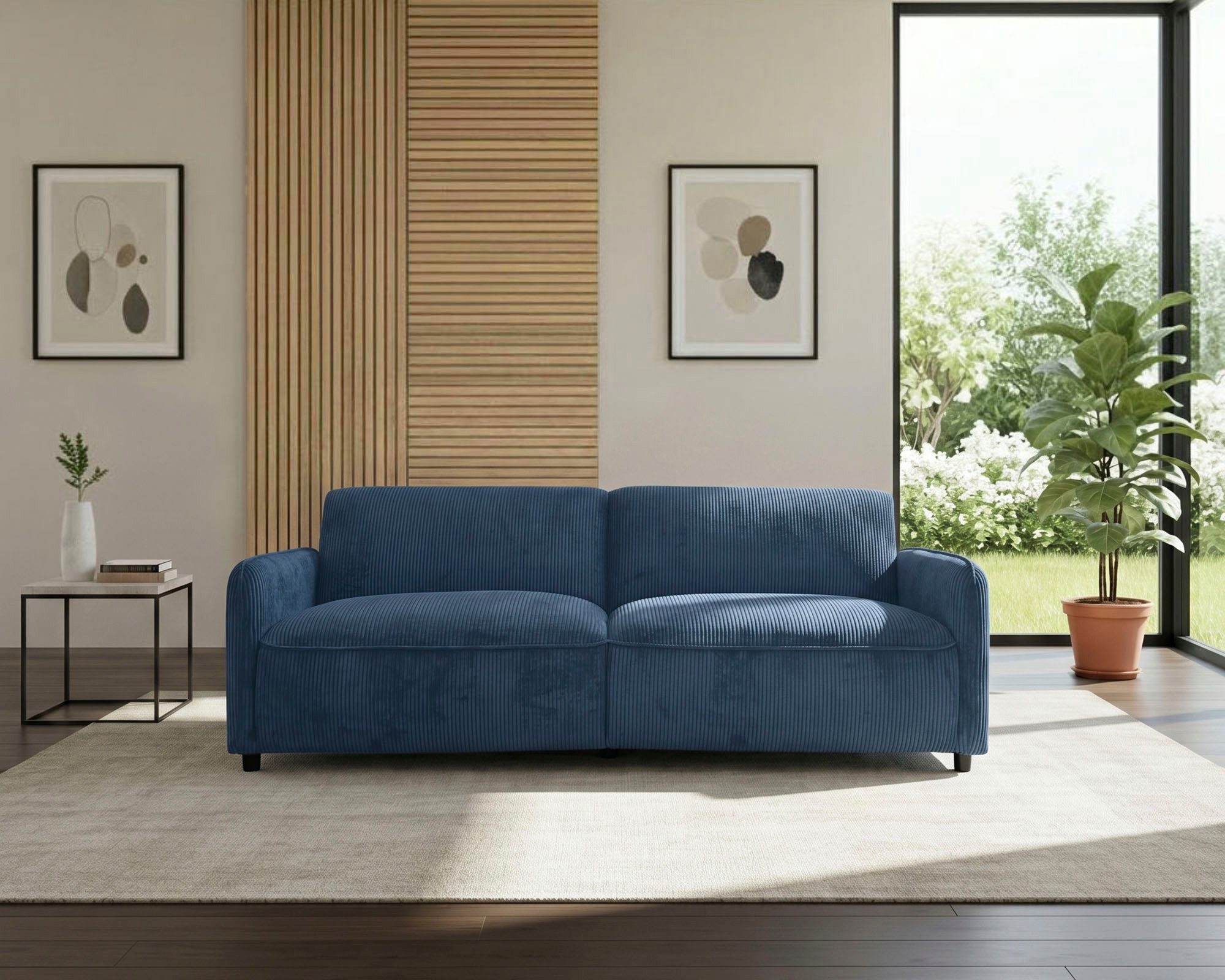 Dorel Home 3-Sitzer Allie Curved Schlafsofa 209 cm, Bettfunktion (110/190), verstellbare Rückenlehne, Cord u. Velours