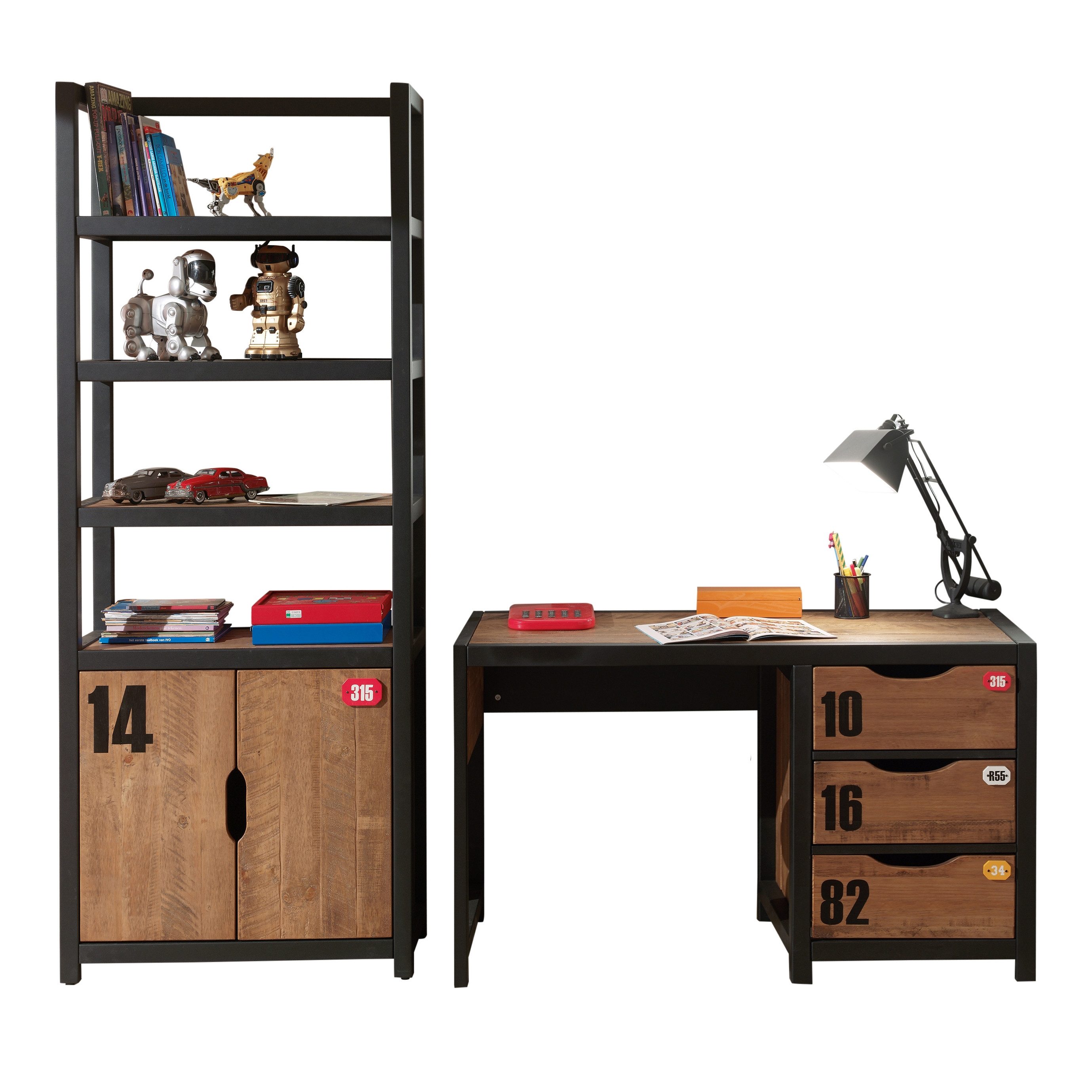Faizee Möbel Jugendzimmer-Set Alex Set Schreibtisch und Regal