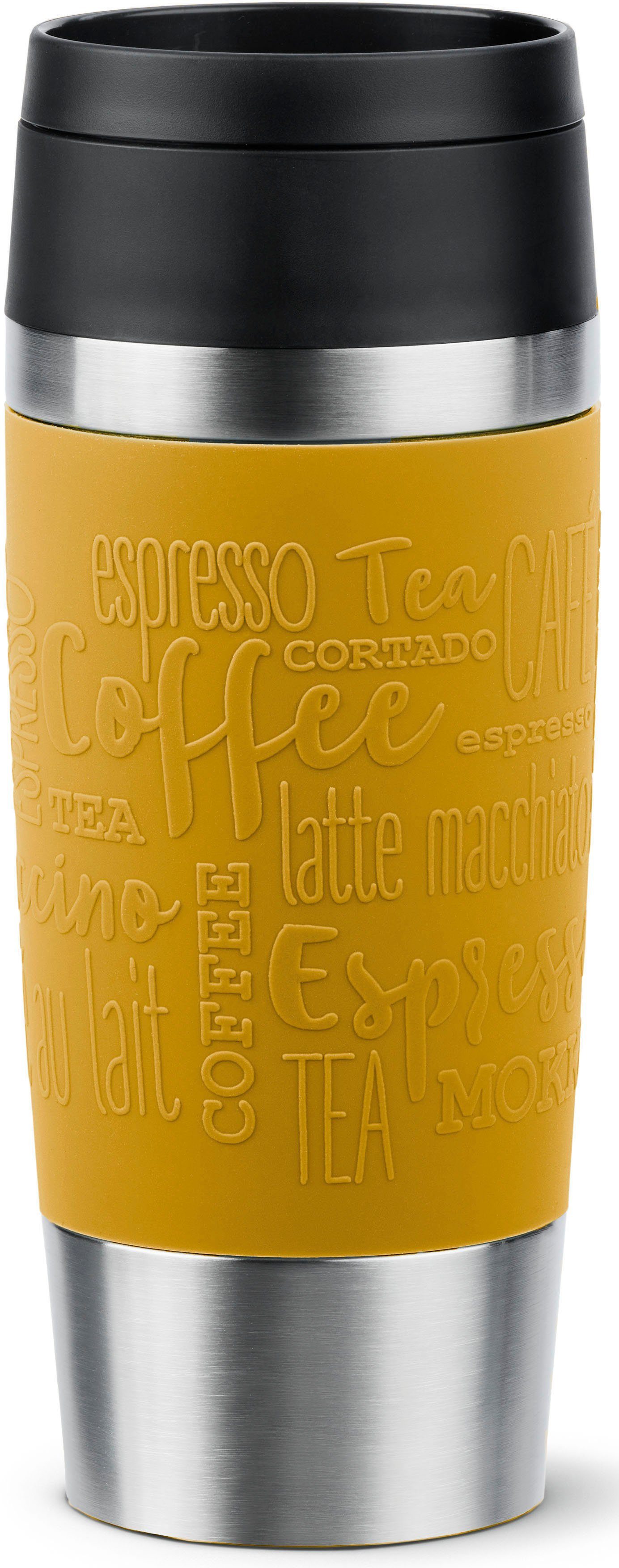 Emsa Thermobecher Travel Mug Classic, mit 360°-Trinköffnung, auslaufsicher, rutschfest, Edelstahl, Kunststoff, Silikon, 4h heiß, 8h kalt - 360 ml / 6h heiß, 12h kalt - 500 ml, 100% dicht