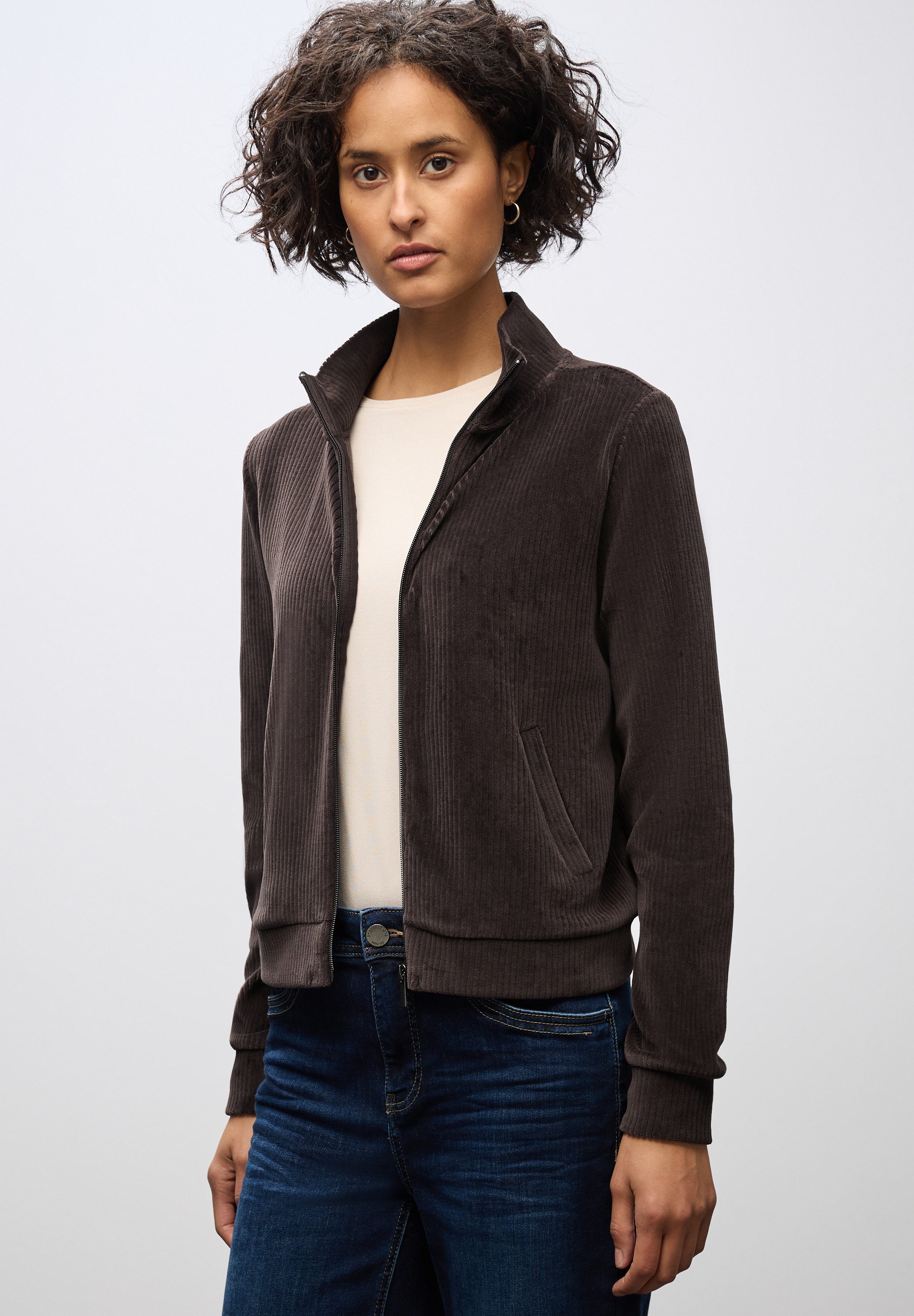 STREET ONE Sweatjacke Cord, mit elastischem günstig online kaufen