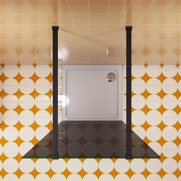 duschspa Duschwand 8mm schwarze Duschwand Duschtrennwand Walk in Dusche ESG Glaswand, Einscheibensicherheitsglas, Sicherheitsglas, (Set), Glas