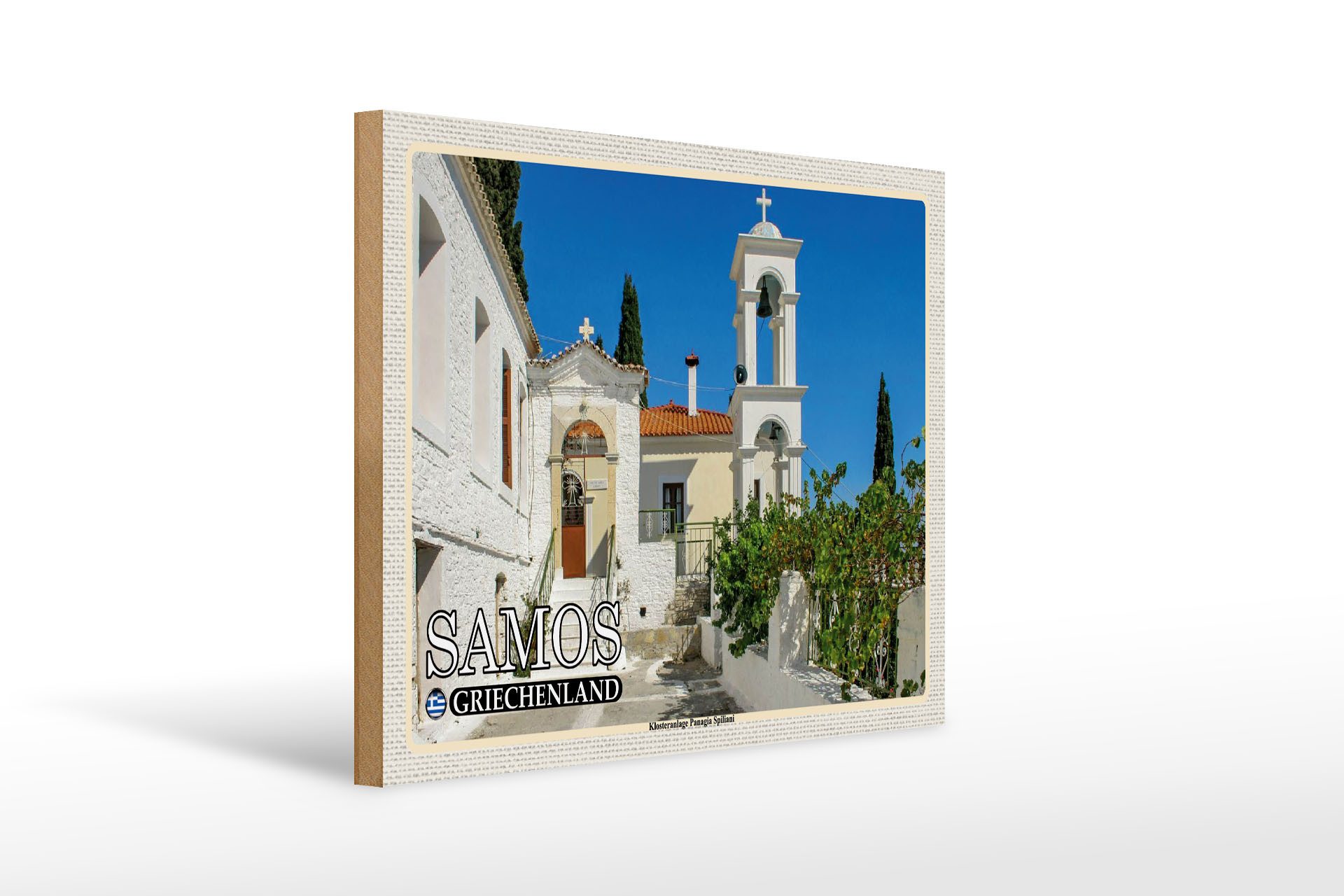 Holzbild Reise 40x30cm Samos Griechenland Klosteranlage Panagia