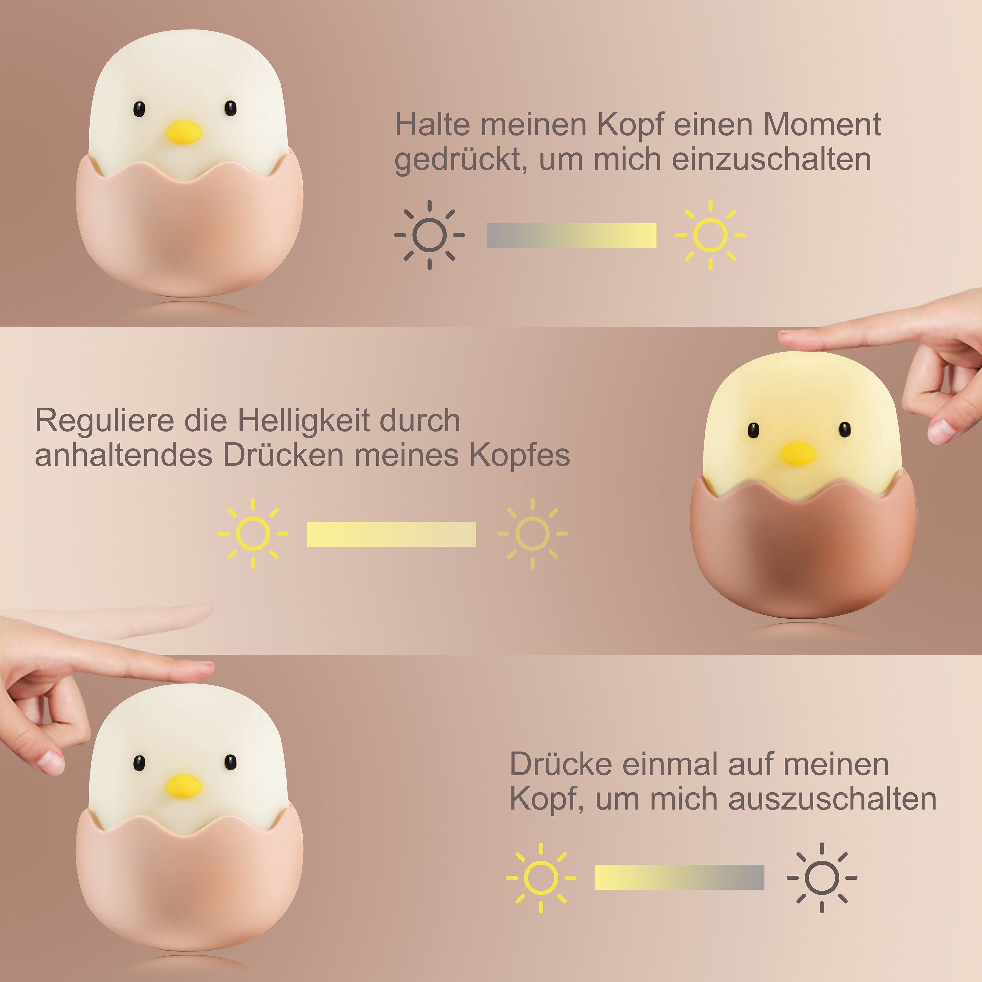 niermann LED Nachtlicht Eggy Egg, LED fest integriert, Kinderzimmer, Kinderlampe