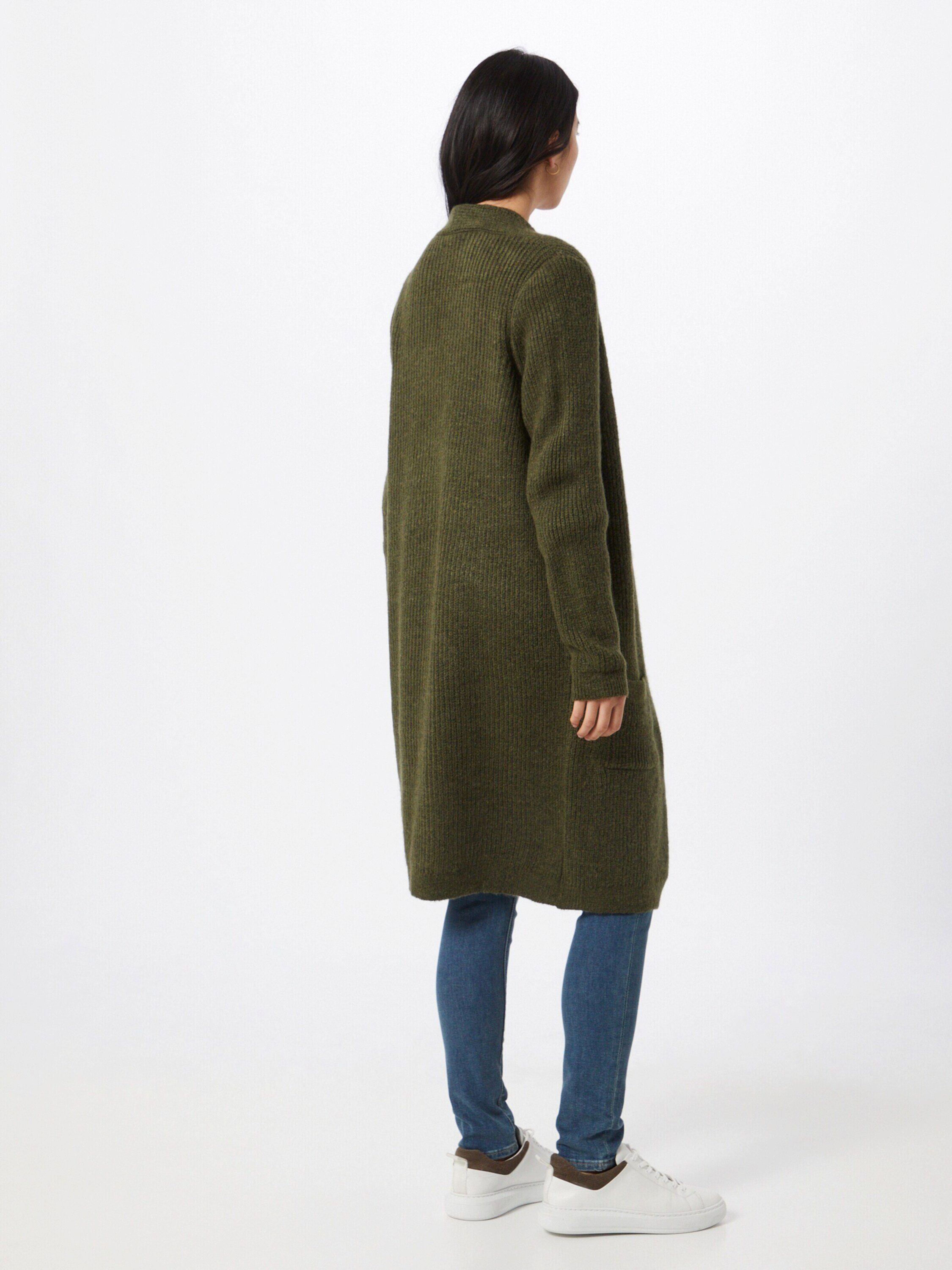 ONLY Strickjacke Jade (1-tlg) Khaki Melange Plain/ohne Details