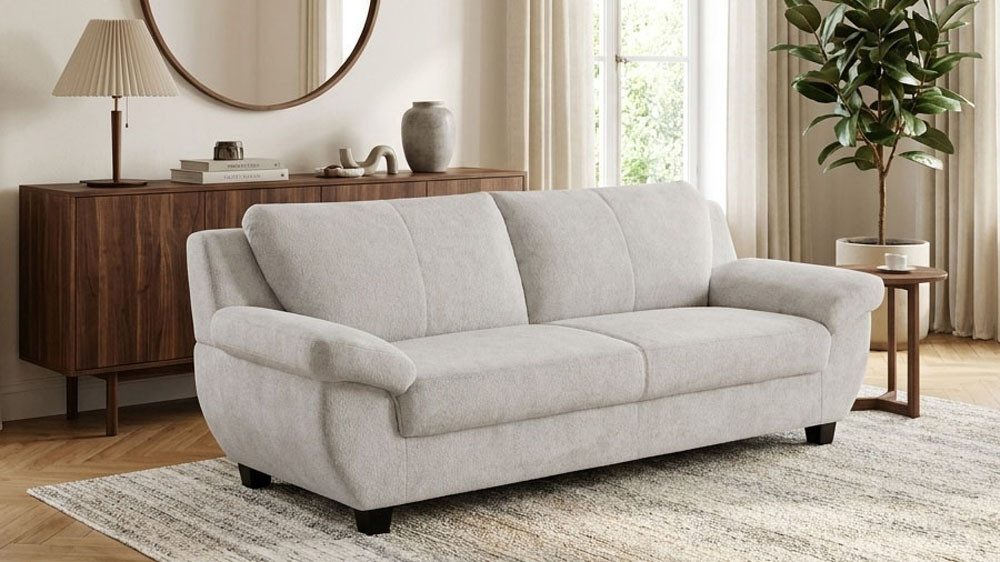 OTTO home 3-Sitzer Sillkeborg 207 cm, formschönes Sofa mit dunklen Füßen, aus pflegeleichtem, weichem Luxus-Microfaser