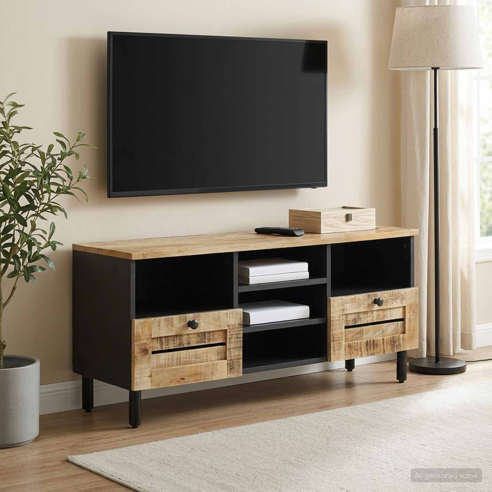 vidaXL Schranksystem Stauraumschränke Natur 100 x 33 x 46 cm Massivholz (1-St)