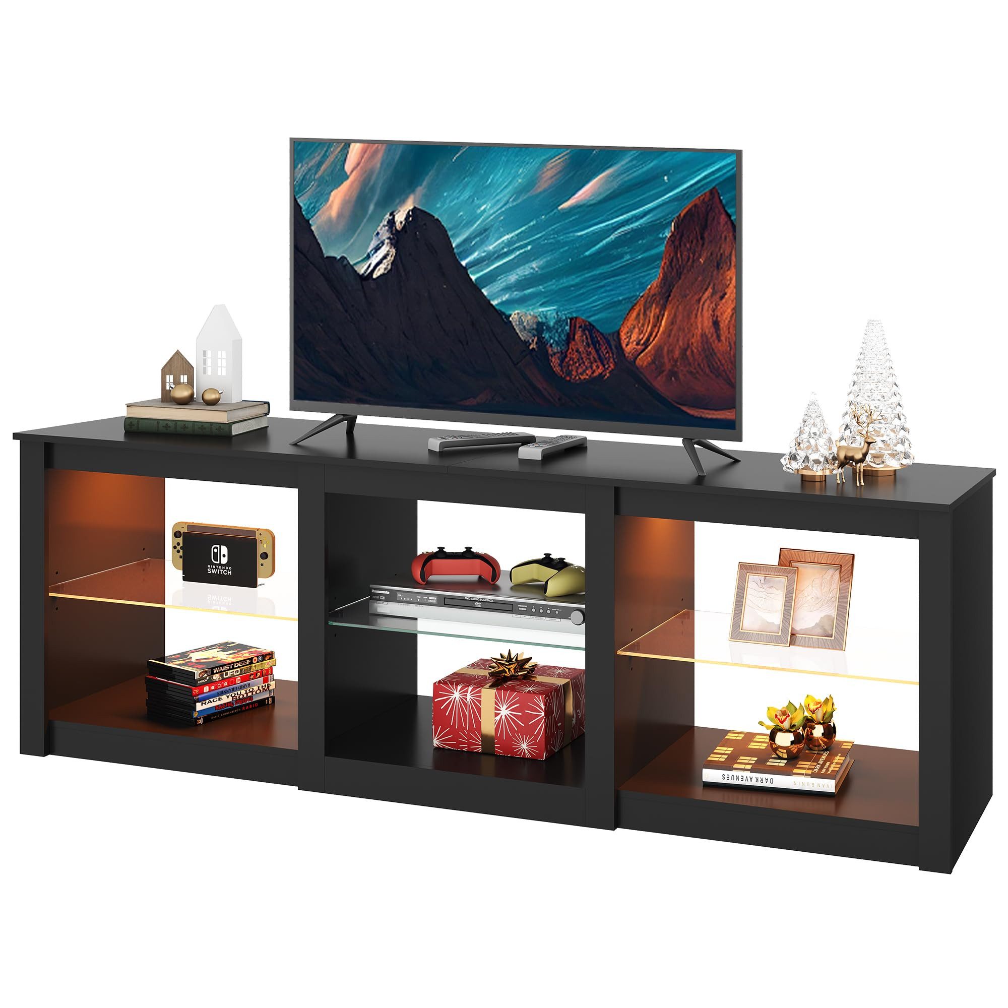 WLIVE Lowboard TV-Schrank 166cm mit RGB-LED (22 Modi), 3 offene Fächer & ve günstig online kaufen