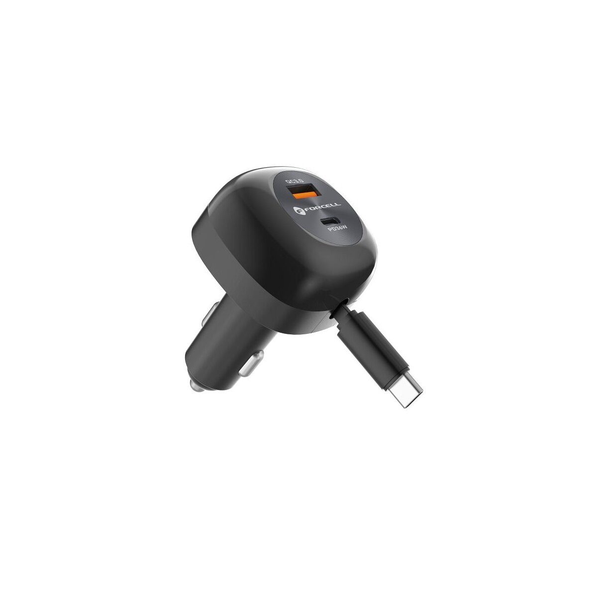 FORCELL Auto Ladegerät 75W PD QC USB-C/A Kabel Smartphone-Ladegerät
