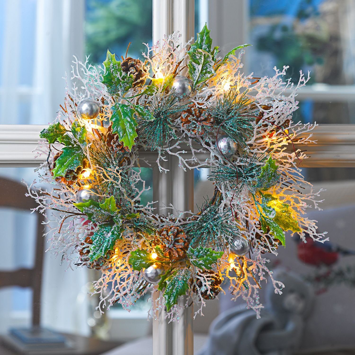 3PAGEN LED Dekolicht LED-Kranz 33cm Lichtkranz Tischkranz Türkranz Adventsk günstig online kaufen