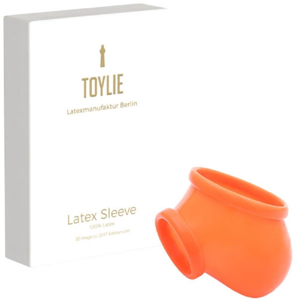 Toylie Penishülle Toylie ohne Schaft, Hodensack ausgeformten Penisring Neon-Orange, «BEN», und mit Latex-Penishülle