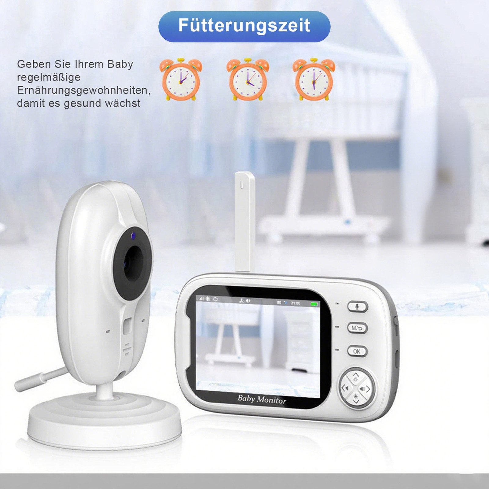 REDOM Video Baby Monitor 3.5 Inch HD Baby Monitoring System, 4x Zoom, 120° Tilt, 360° Rotation, 2.4 GHz FHSS (no Wi-Fi required), App-free, 5m Night Vision, Two-Way Audio, Temperature Monitoring, 2000 mAh Battery, Baby Cam for Parents