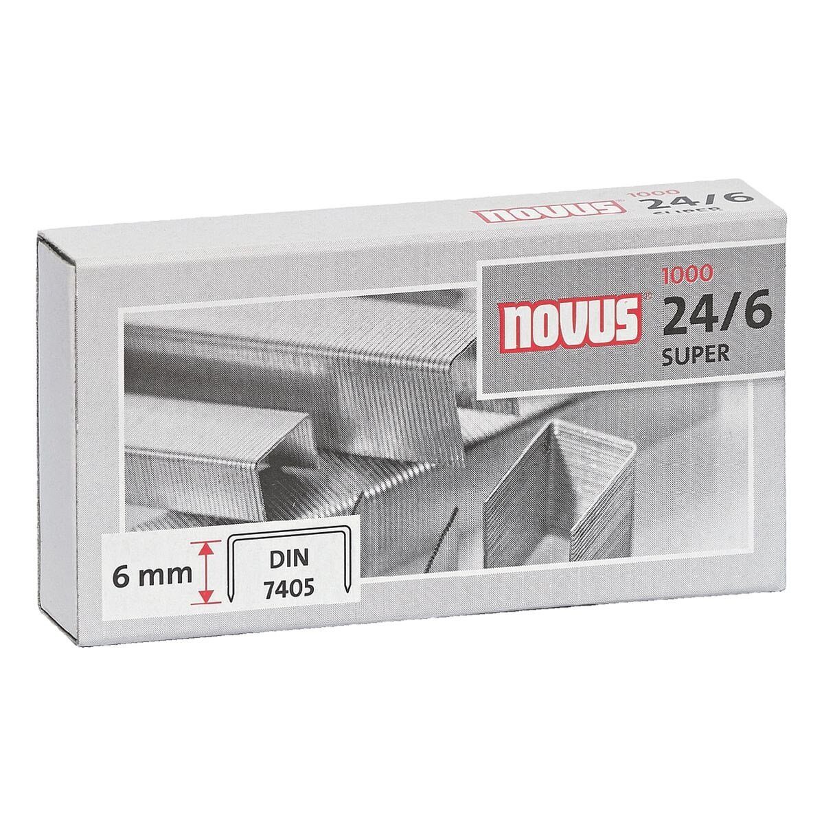 NOVUS Heftklammer 24/6, 1.000 Stück/Pack, Heftleistung 30 Blatt