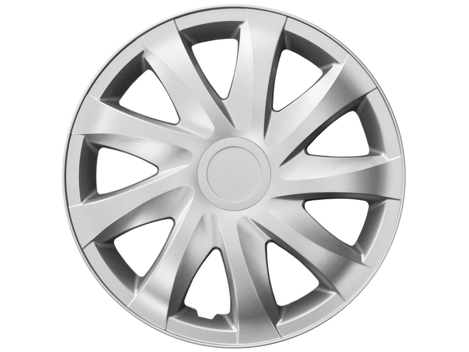 NRM Radkappe DRACO 15 Zoll in Silber, 15 in Zoll, (4-St) Radzierblenden für Stahlfelgen Radkappen Satz 4er Set 15"