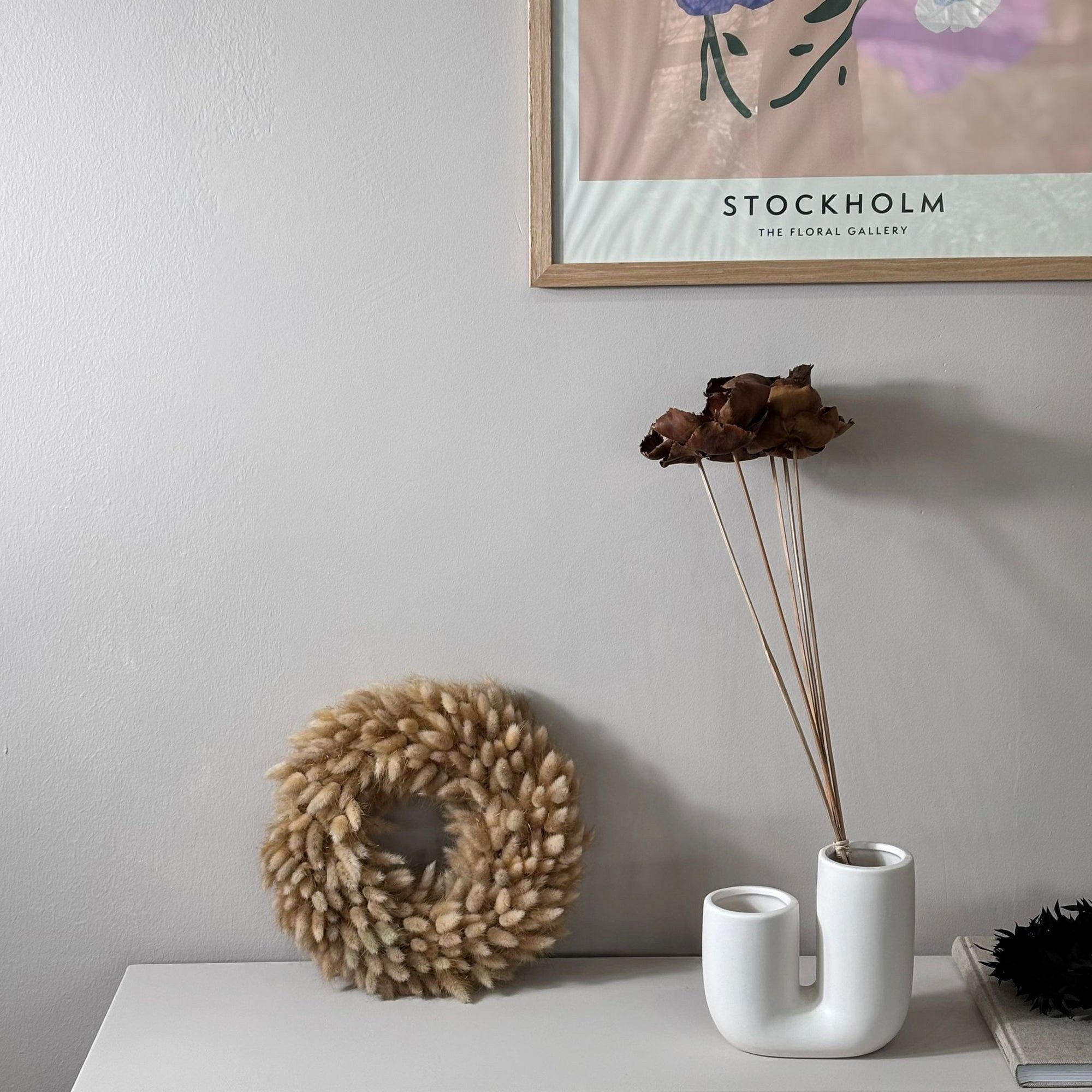 LYKKE & You Dekokranz Trockenblumenkranz Lagurus beige