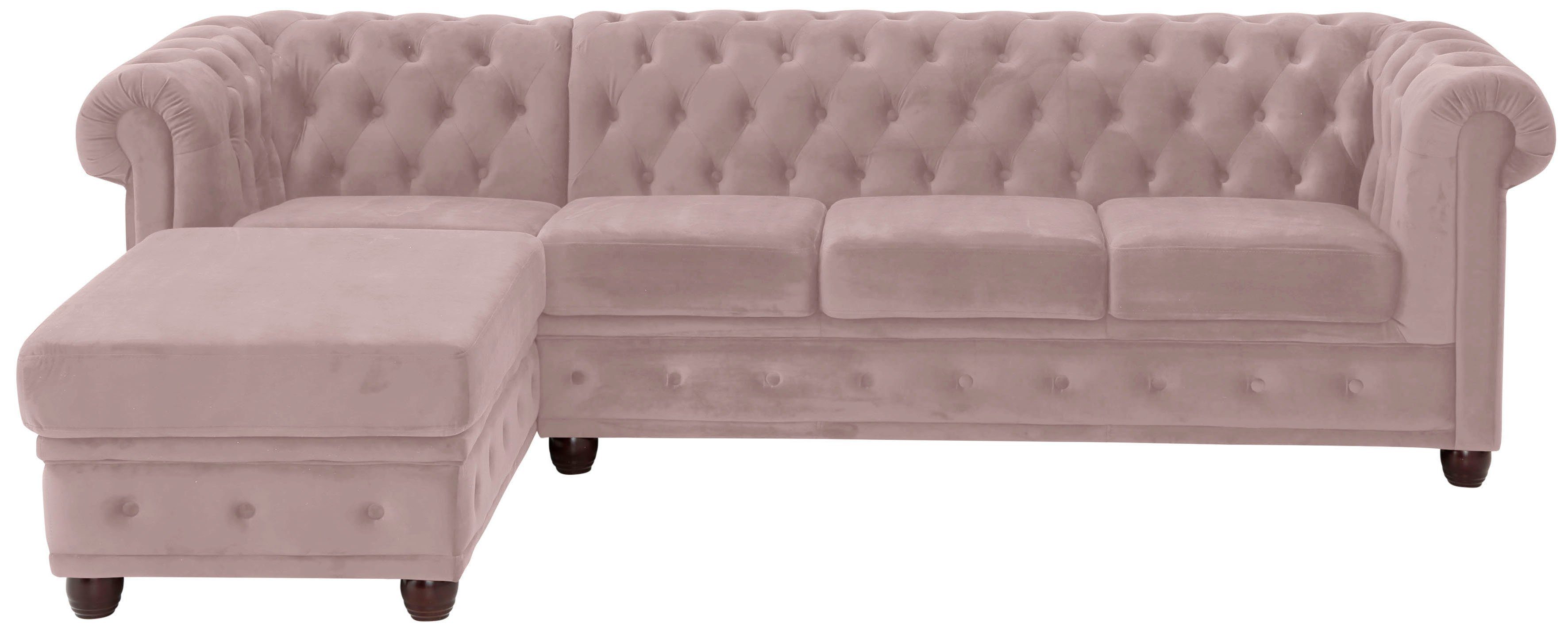 Home affaire Chesterfield-Sofa New Castle L-Form, hochwertige Knopfheftung in Chesterfield-Design, B/T/H: 255(171/72)