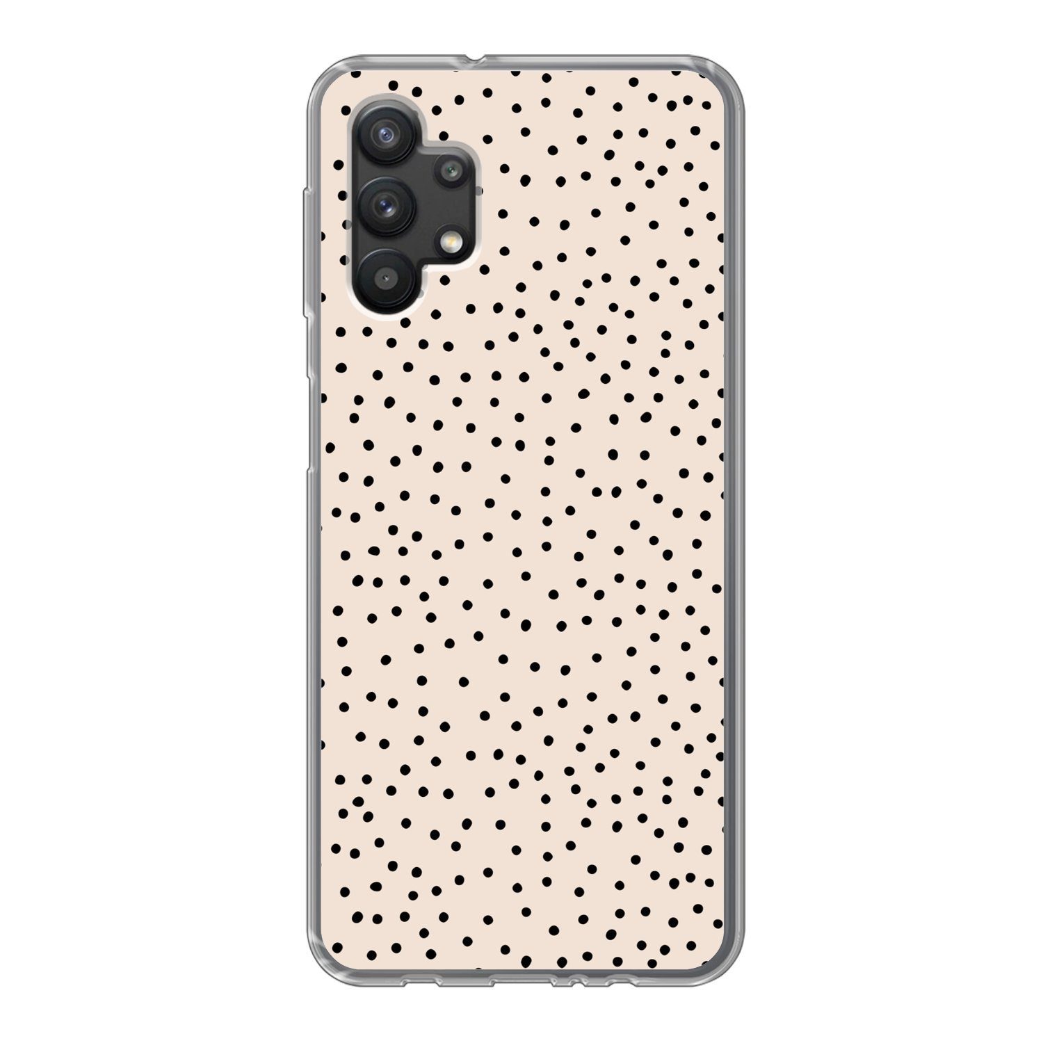 MuchoWow Handyhülle für Samsung Galaxy A32 5G Polka dot - Beige - Schwarz, Smartphone-Bumper, Print, Handy Schutzhülle Dünn
