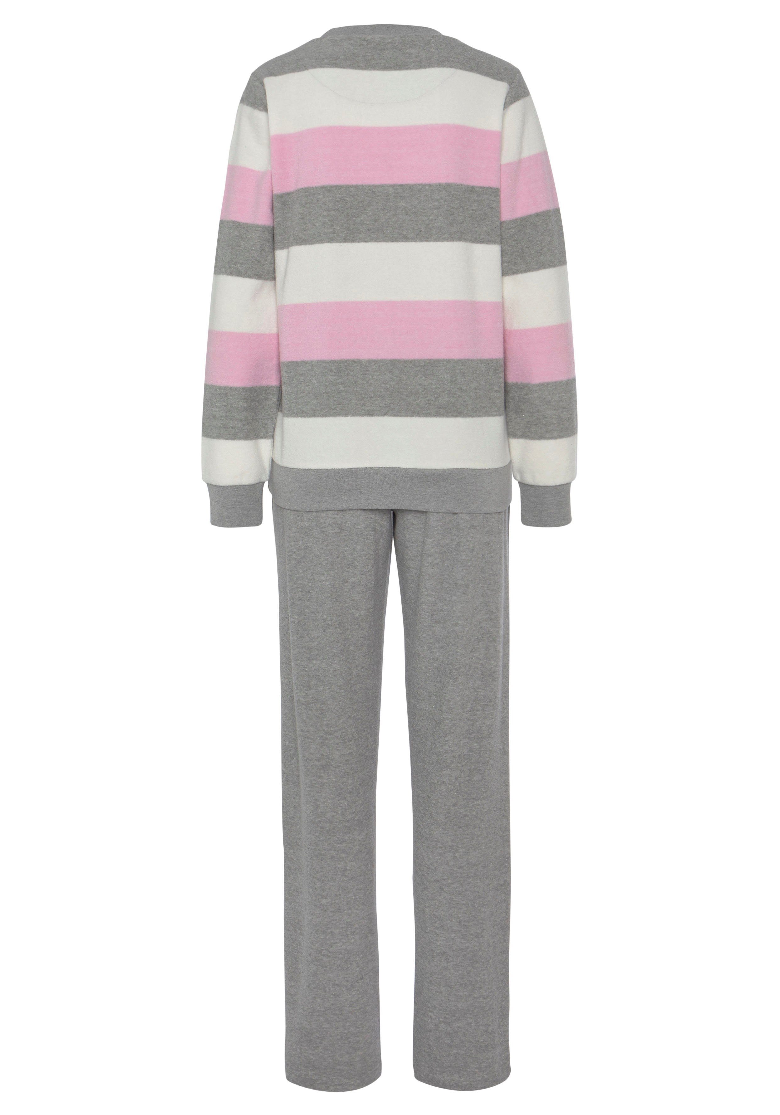 Vivance Dreams by Lascana Pyjama (Set, 2 tlg) aus weichem Frottée und mit Colorblock Streifen