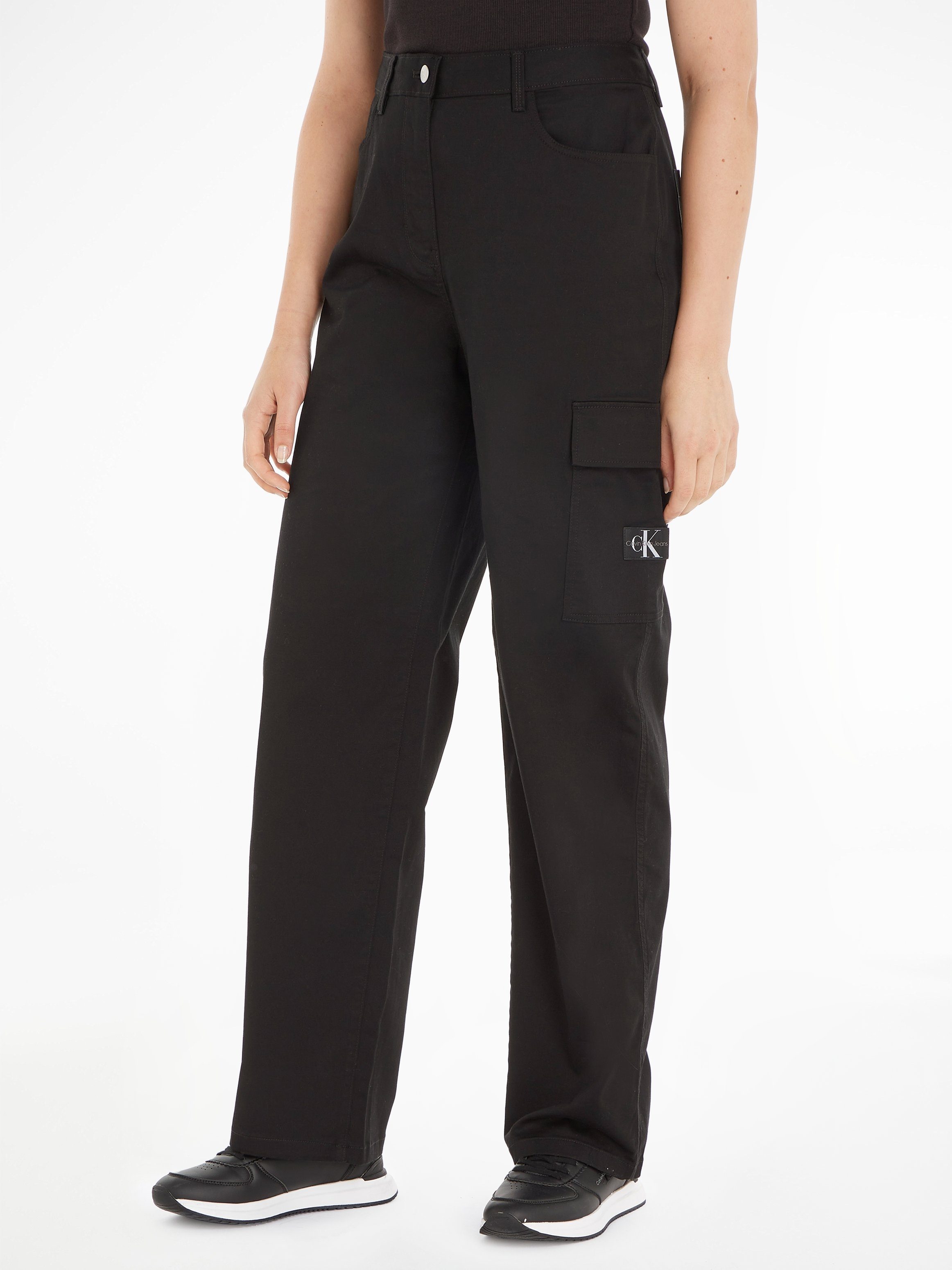 HIGH Ck Black Stretch-Hose STRAIGHT TWILL RISE Jeans Calvin Klein STRETCH