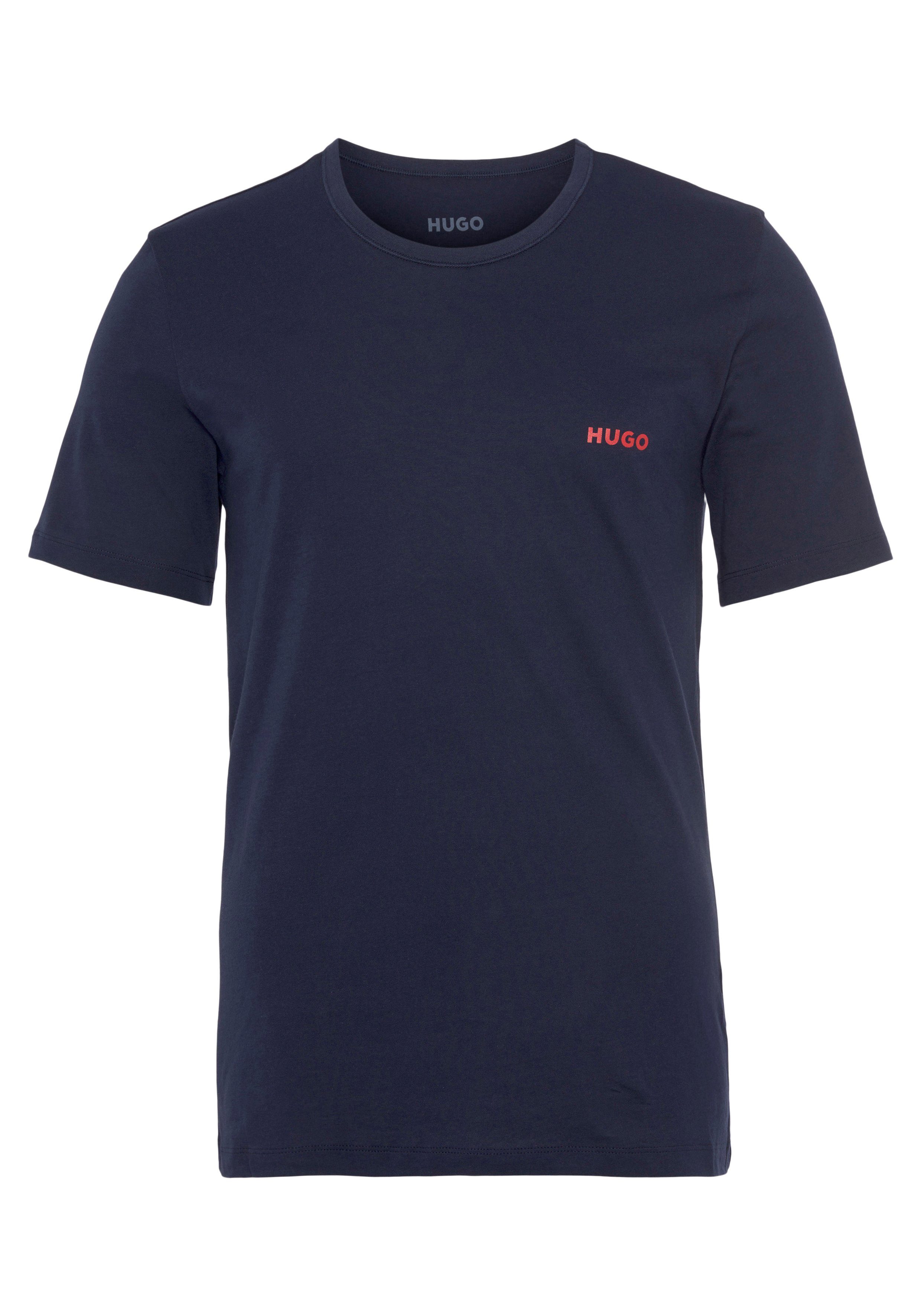 10217251 (Packung, RN der HUGO T-SHIRT HUGO T-Shirt TRIPLET auf Brust 01 P 3er Logo Navy Pack) mit