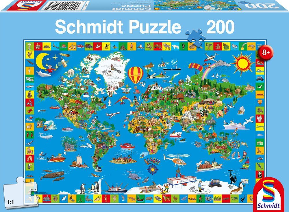 Schmidt Spiele GmbH Puzzle 200 Teile Schmidt Spiele Kinder Puzzle Deine  bunte Erde 56118, 200 Puzzleteile