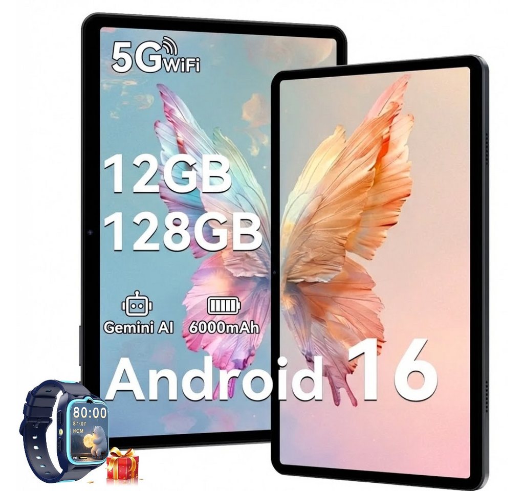 TABWEE T80 Android 16 6000 mAh mit 64/128 GB incl. Smartwatch Tablet (10.1", Android16, 5G wifi, Android 16, Gemini AI, PC-Modus)