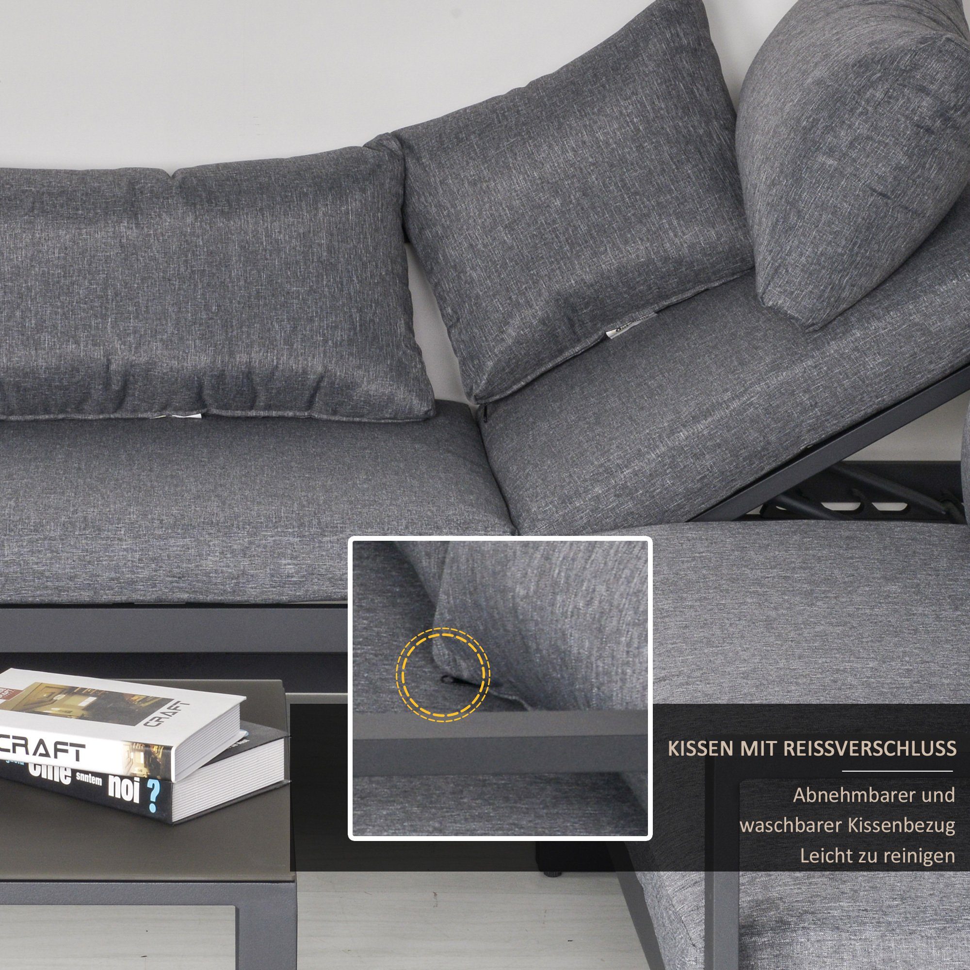 Outsunny Sitzgruppe Gartenmöbel-Set 3-teilig