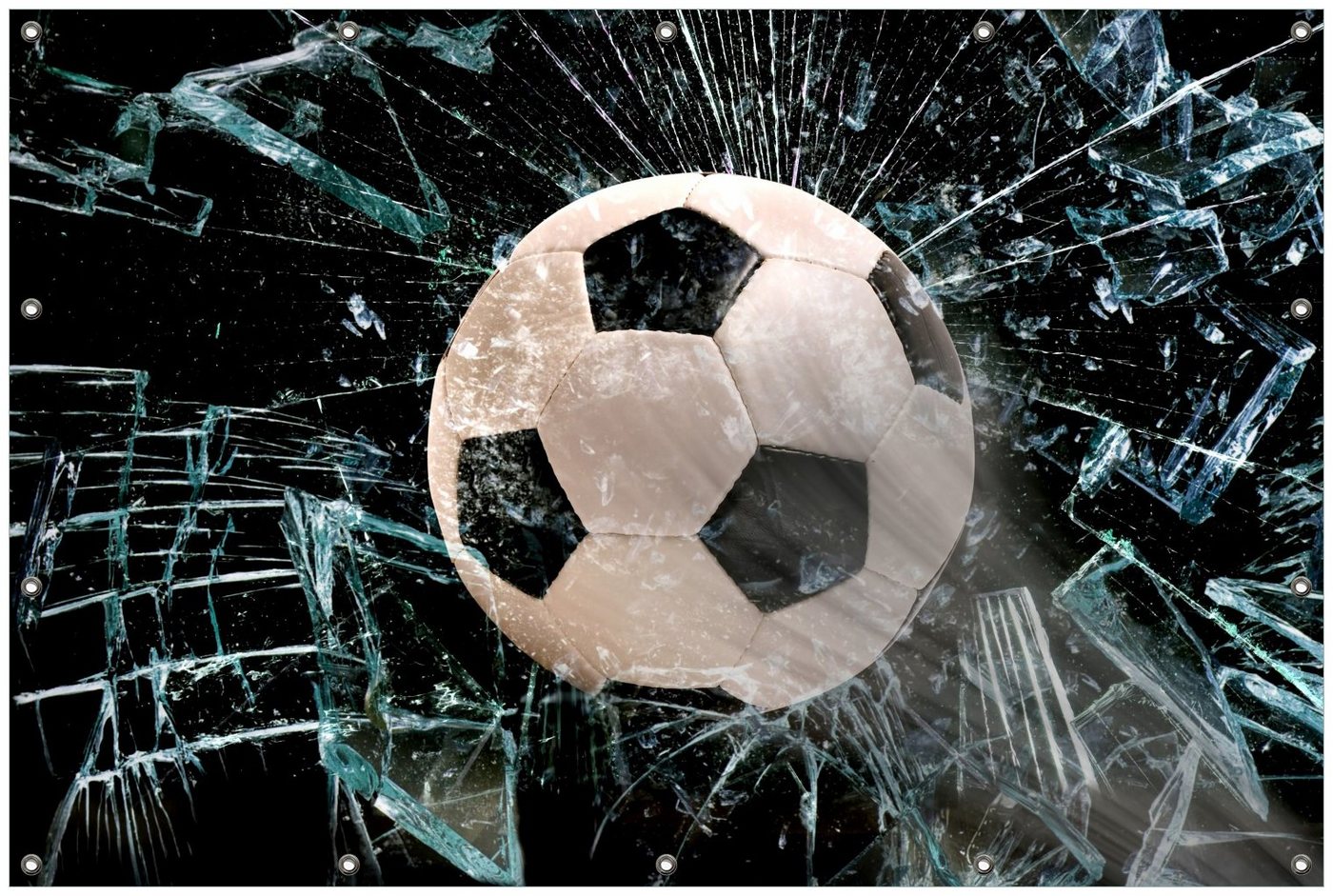 Thumbnail - Wallario Sichtschutzzaunmatten Fußball - im Fenster, Splitter und Glas, rund